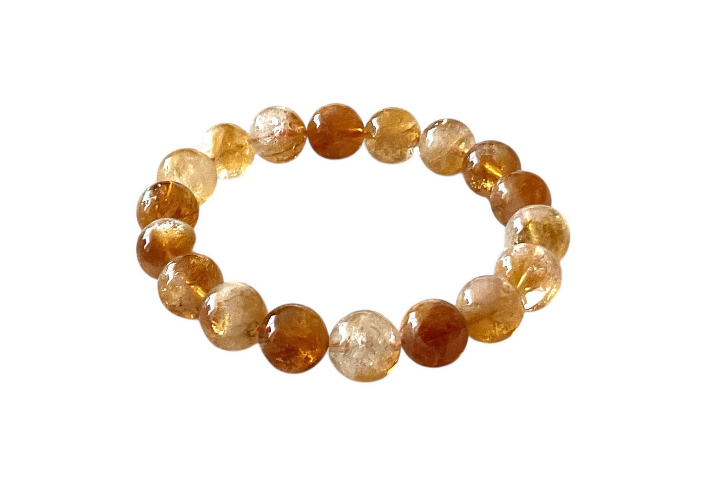 Steinfixx® Perlenarmband Citrin (gebrannt) Durchmesser 10mm, handgefertigt, in Geschenkbox (beliebter Edelstein, 1-tlg., Länge 19,0 cm), AAA-Qualität aus Brasilien