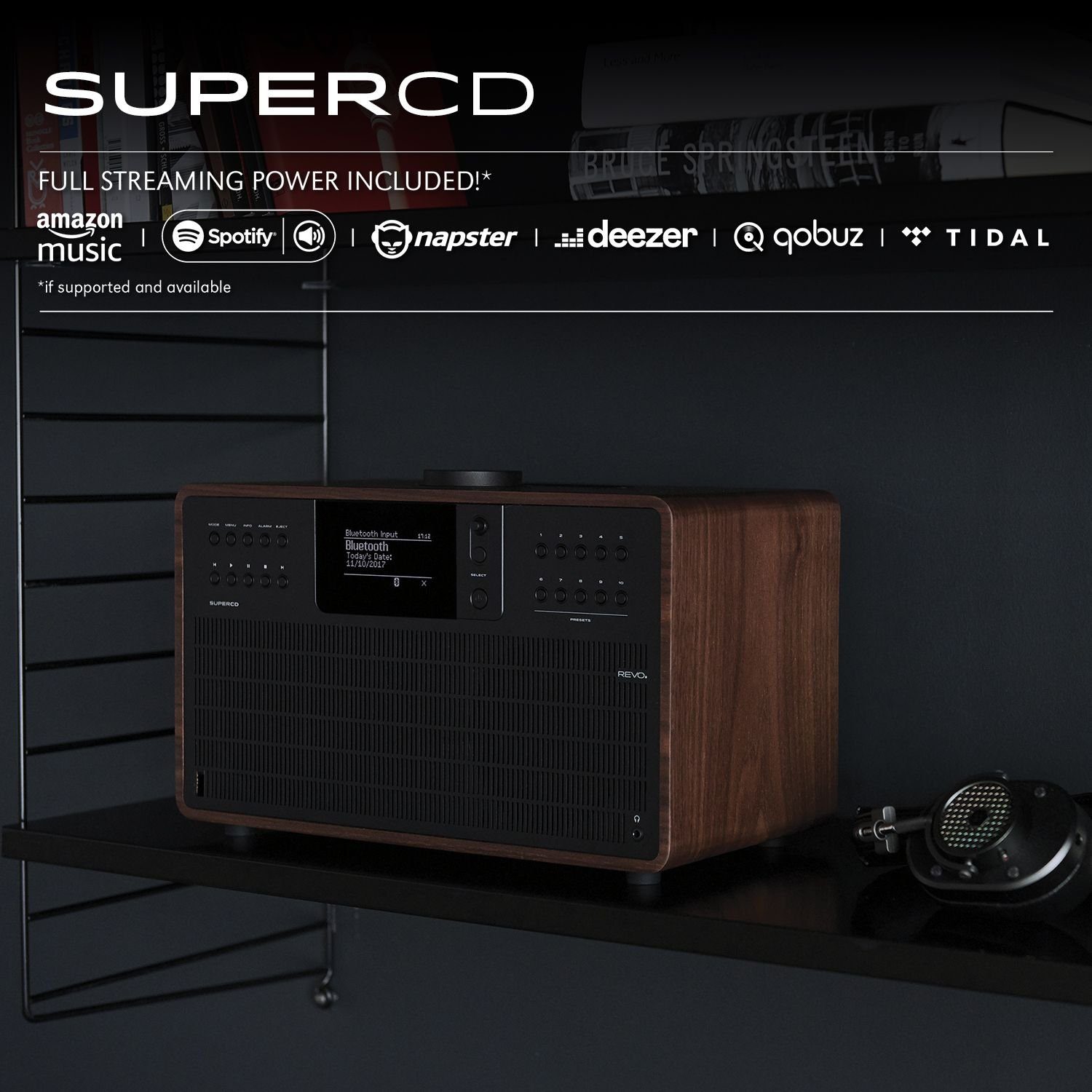 Revo SuperCD Internet-/DAB+ Radio 40W per 40 Fernsteuerbar walnuss/schwarz W, Sound mit iOS/Android CD App) (DAB) Internetradioempfang, (DAB+/UKW Player Stereo Digitalradio und