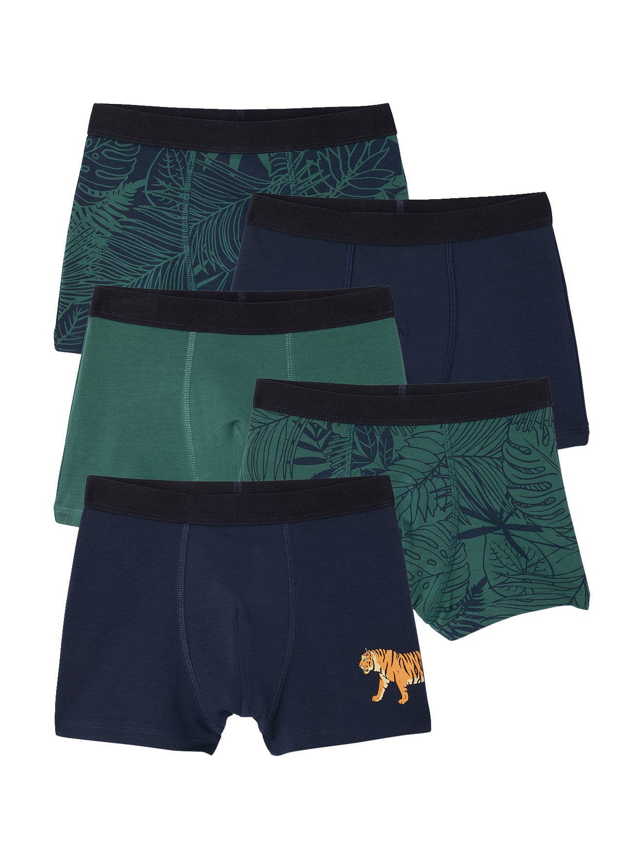 vertbaudet Boxershorts Jungen Boxershorts mit Dschungel-Motiven 5er-Pack