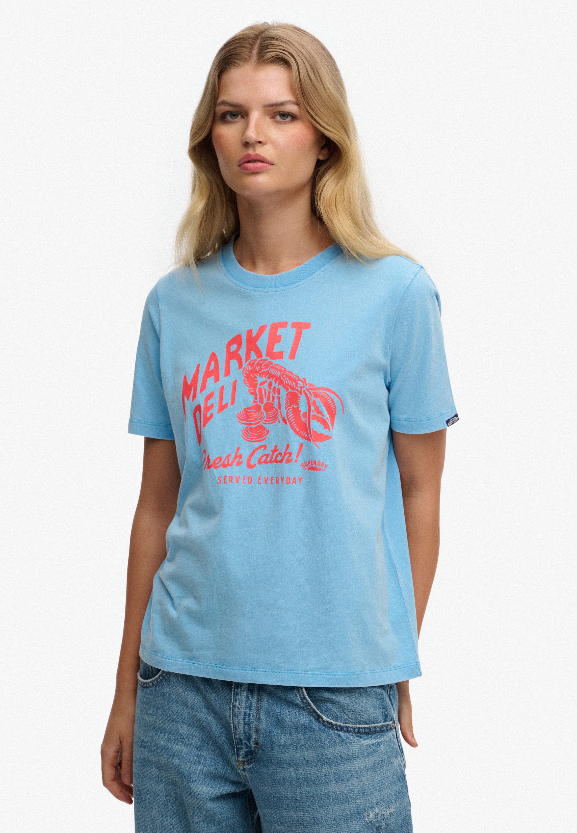 Superdry Print-Shirt ROADSIDE TRADE RELAXED TEE aus Baumwolle in Single Jersey, Relaxed Fit, Kurzarm