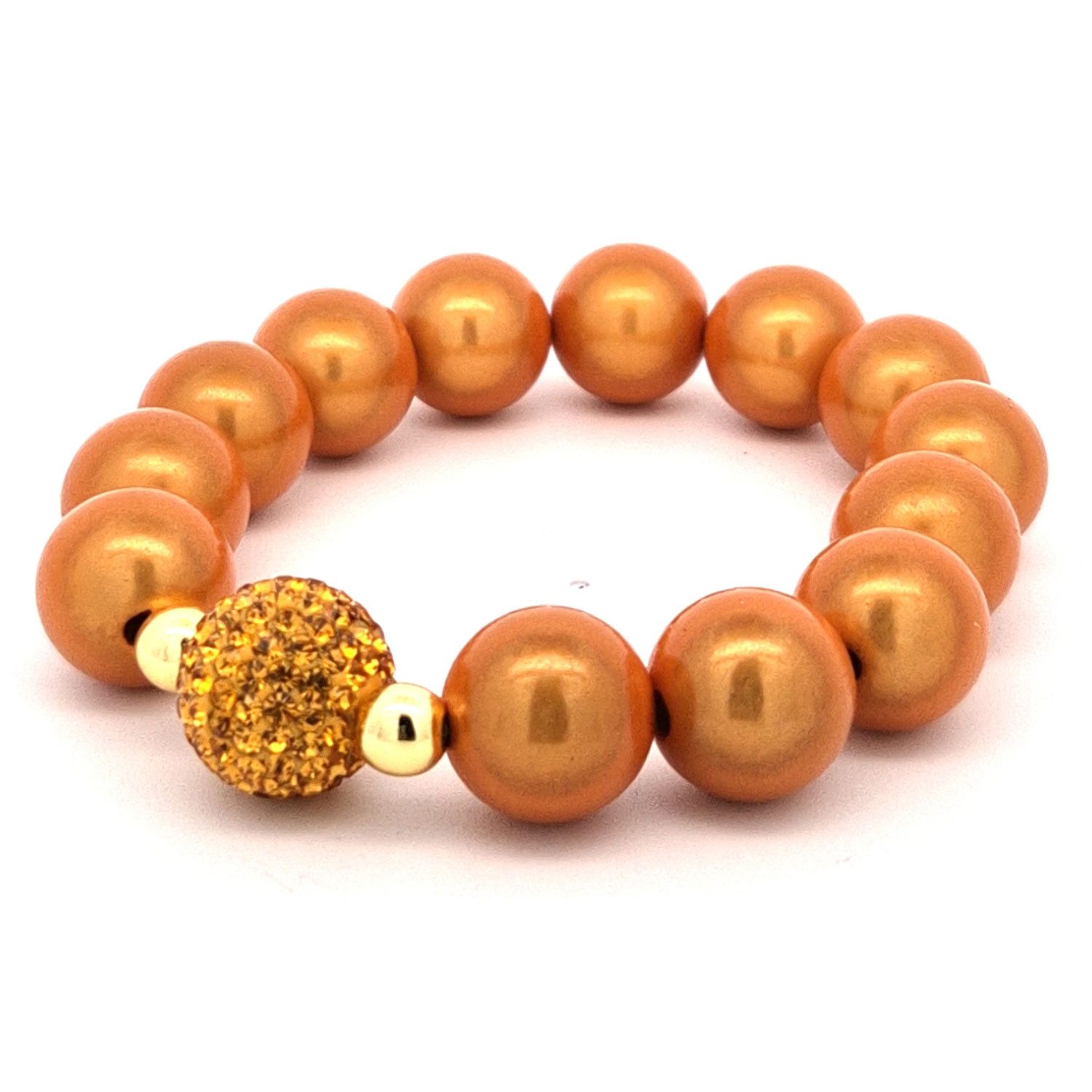 Impala Perlenarmband Glanzvolles 14-mm Perlenarmband mit funkelnder Shamballa-Perle