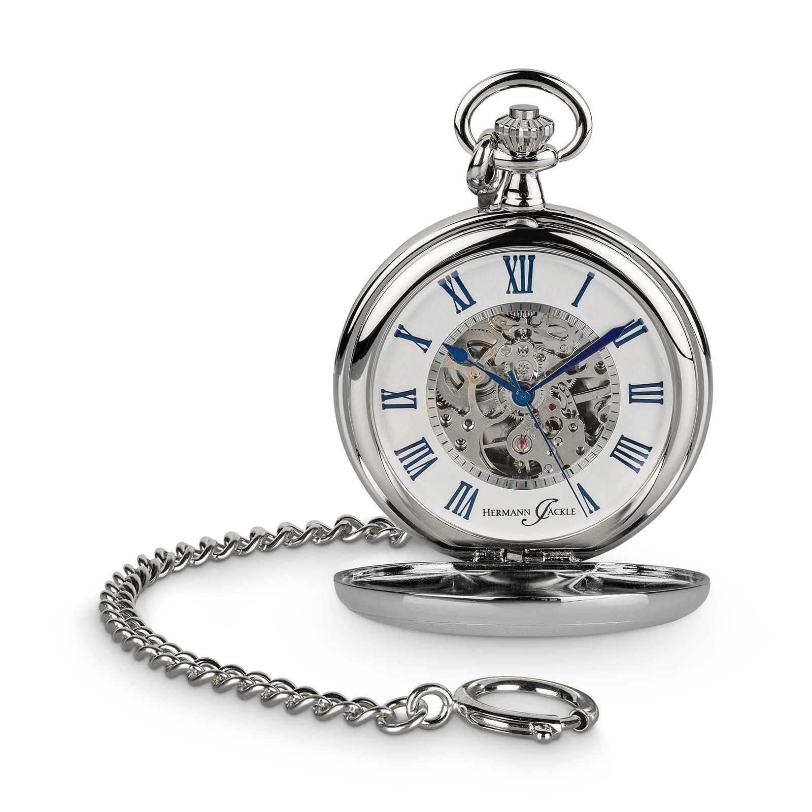 Jäckle mit II Hermann und Skelett Reiseetui) Taschenuhr Ettlingen Handaufzug, Kette (incl.