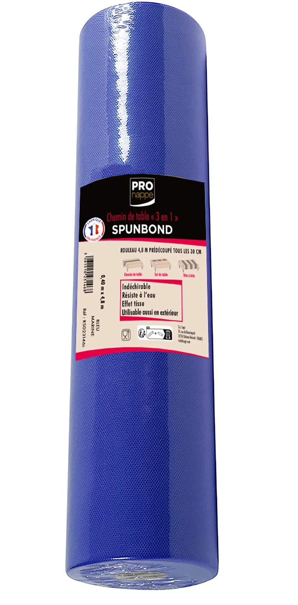 PROnappe Tischband 12x 3 in1 auf Rolle, Spunbond, 48x0,40m Marineblau RS023146I, Nappes rouleaux spunbond 1,20m