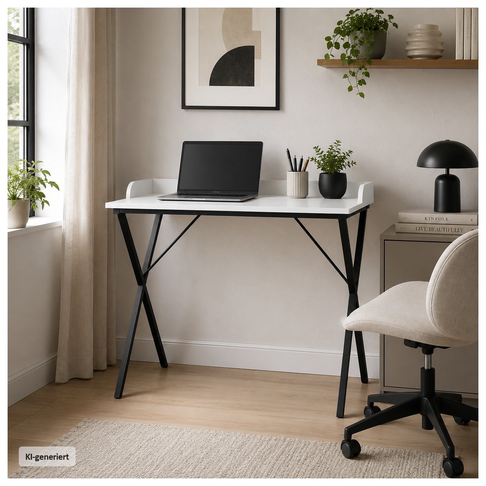 HTI-Living Schreibtisch Cedrik Weiß-Schwarz (Stück, 1-St., 1 Schreibtisch)