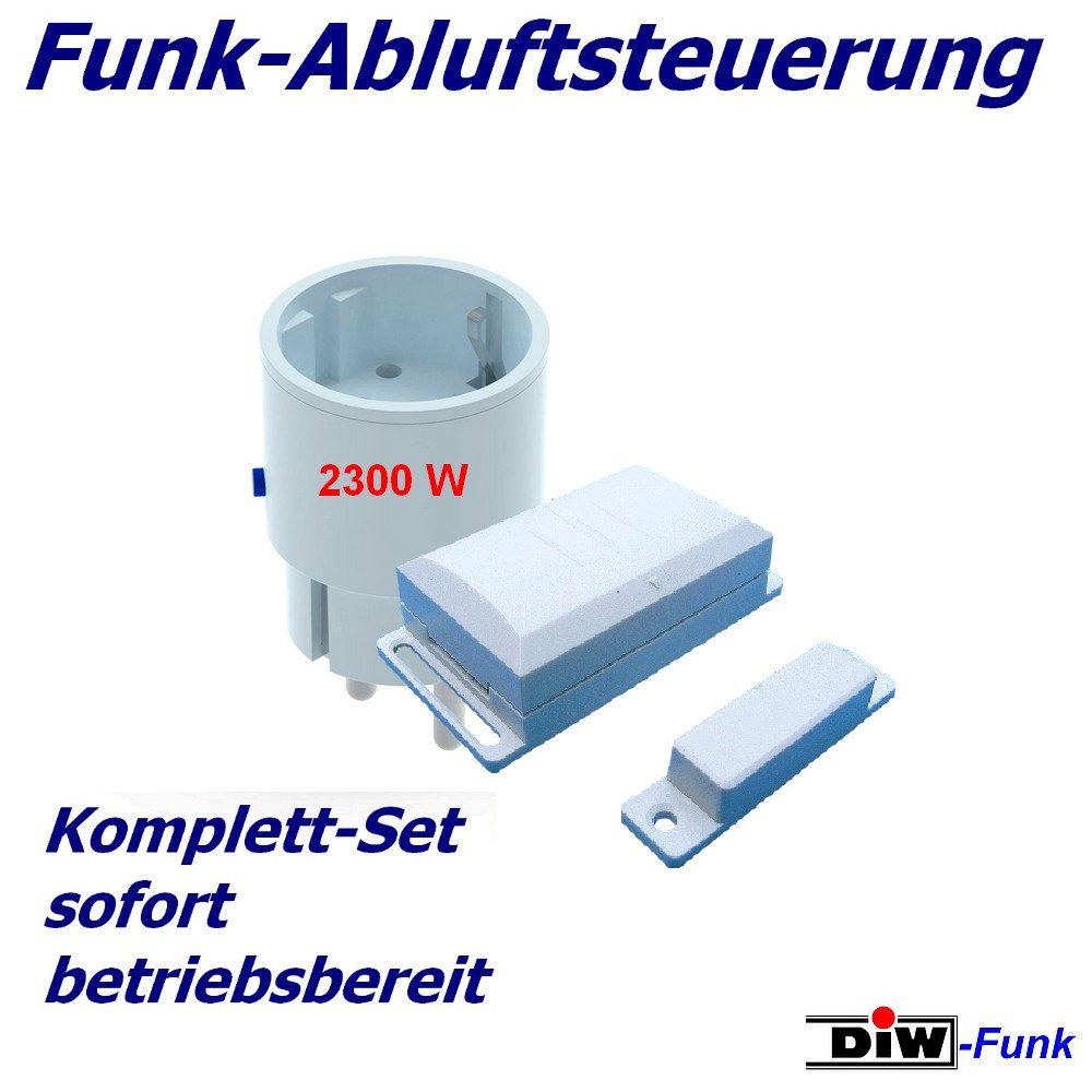 DIW-Funk Abluft-Set Funk Abluftsteuerung DFS-1000.5 Komplett-Set m. Fensterkontaktschalter, Zubehör für Dunstabzugshauben, Sofort einsatzbereit - kein Elektriker erforderlich.
