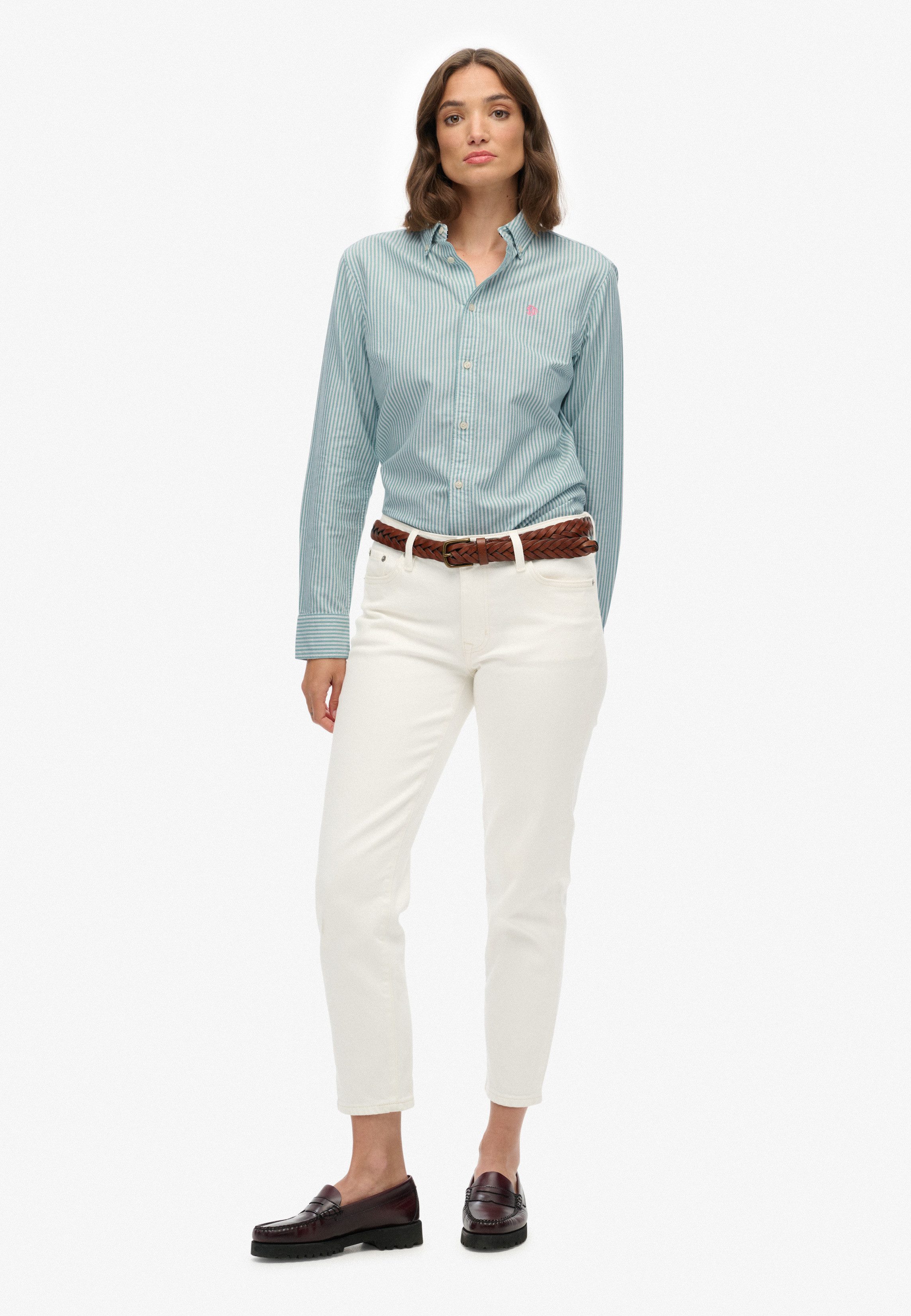 Superdry Hemdbluse SLIM OXFORD BD L/S SHIRT Baumwolle, slim fit
