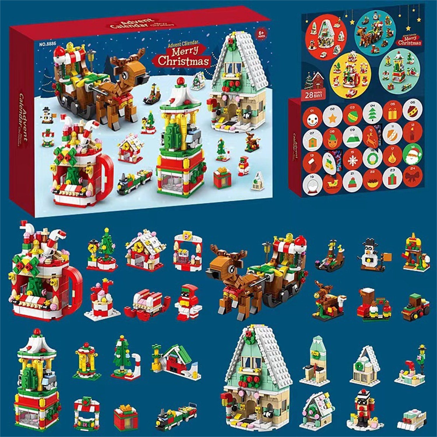 Inshow Konstruktionsspielsteine 24PC Konstruktionsspielsteine,Weihnachten Adventskalender