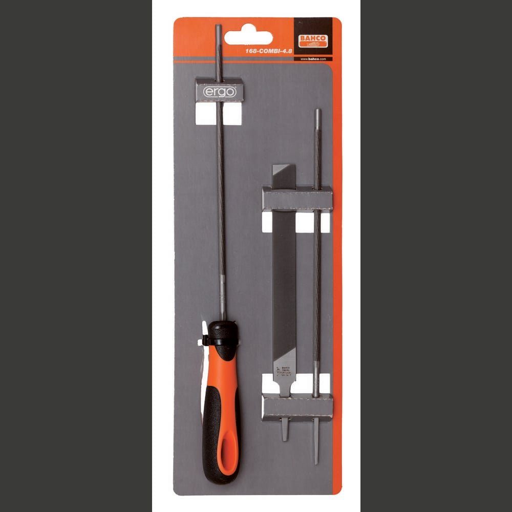 BAHCO Feile Kettensägefeile-Set, Ergo Heft, 200mm Ø 4.8mm 168-COMBI-4.8