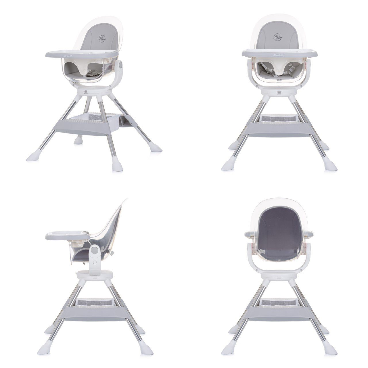 Chipolino Hochstuhl Kinderhochstuhl Vision, Sitz verstellbar 360° drehbar, Rückenlehne grau
