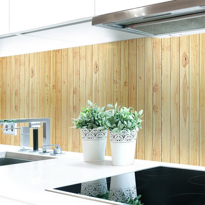DRUCK-EXPERT Küchenrückwand Küchenrückwand Holzwand Hell Premium Hart-PVC 0 4 mm selbstklebend