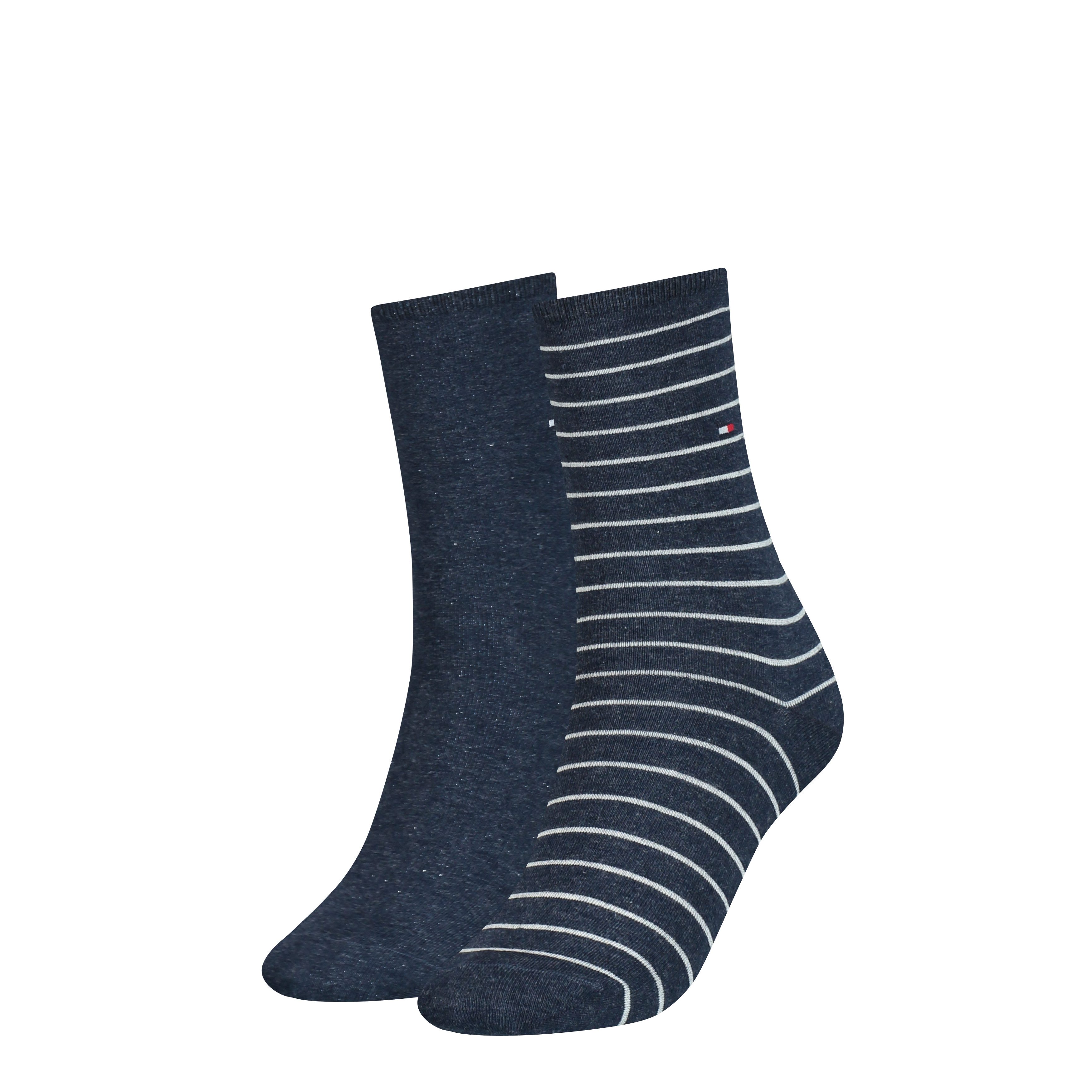 Tommy Hilfiger Socken TH WOMEN SOCK 2P SMALL STRIPE (2-Paar, 2 Paar) mit schmalem Rippenbündchen, meliert, gestreift