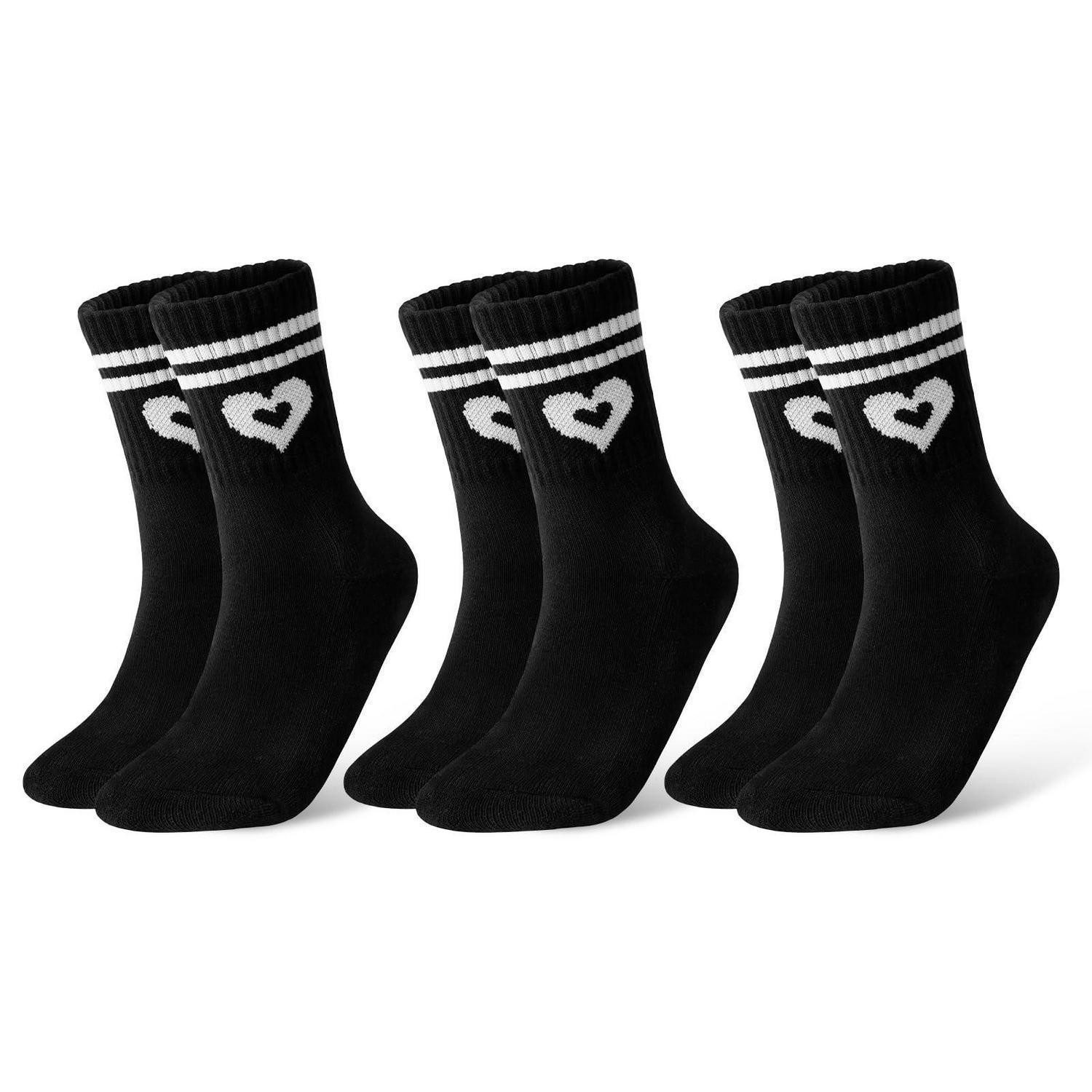 LuxusKollektion Tennissocken Damen Tennis Socken Herz Streifen Frottee Baumwolle