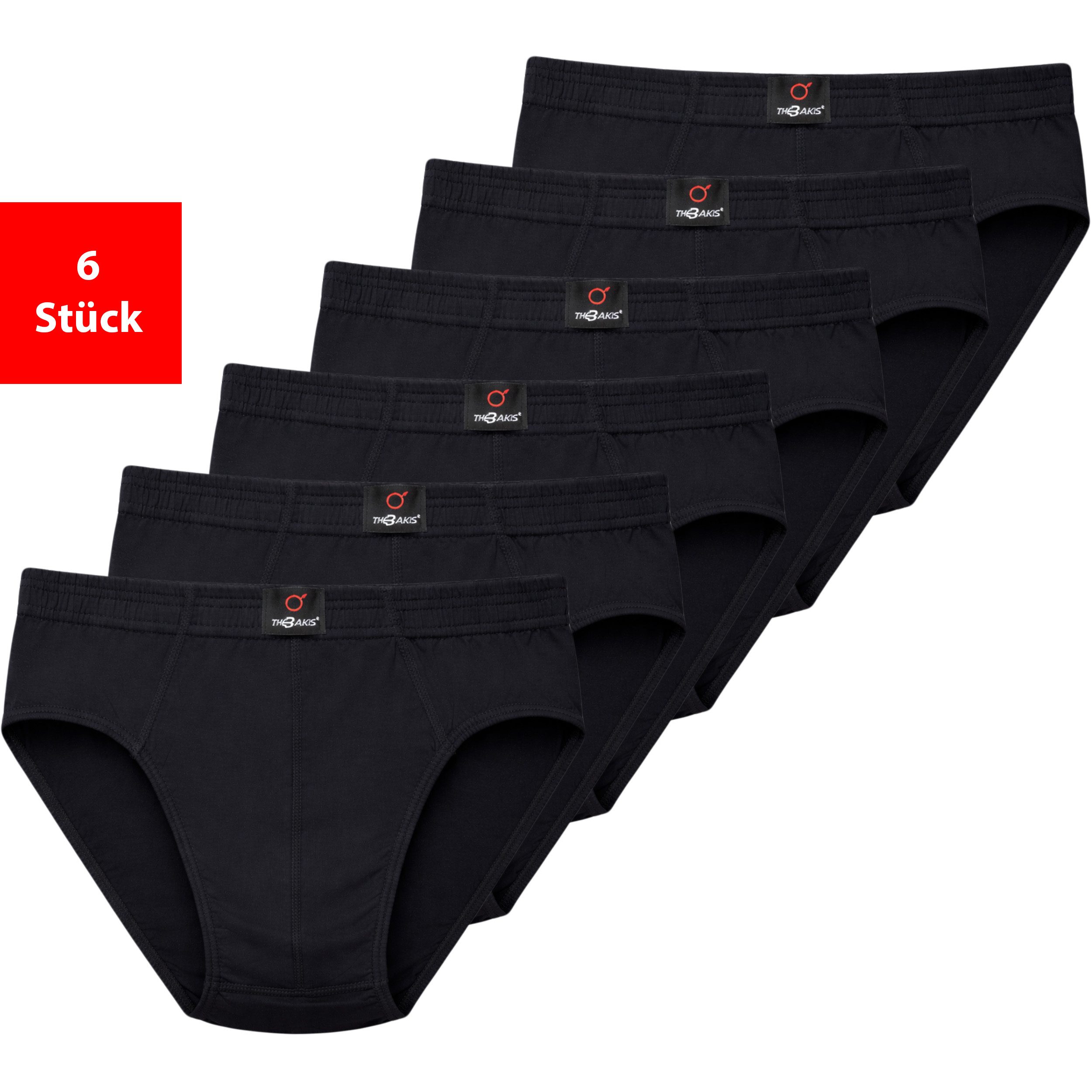 Fashionschmiede Slip Herren Slips Schwarze Unterhosen 3er 6er 9er Pack 100% Baumwolle (Spar-Set, 6-St., 6er-Pack) Reine Baumwolle, hautfreundlich, atmungsaktiv, in Schwarz im Multipack