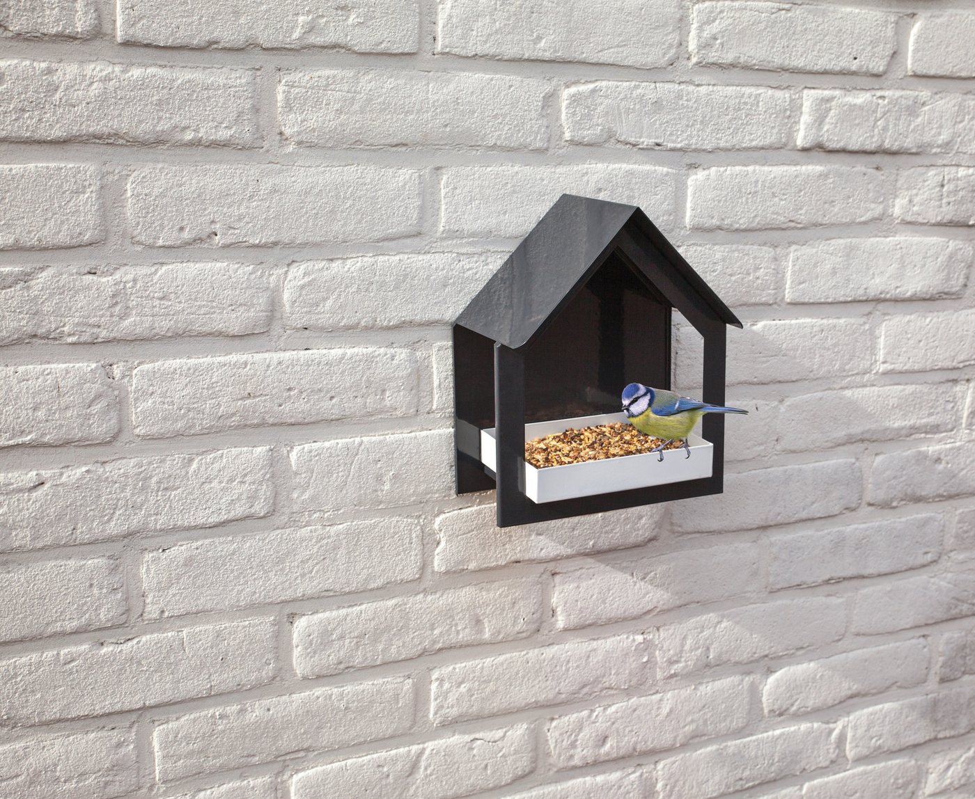 Thumbnail - degawo Nistkasten Wand Hänge Futter Haus Vogelhaus Vogelhäuschen anthrazit weiß Metall