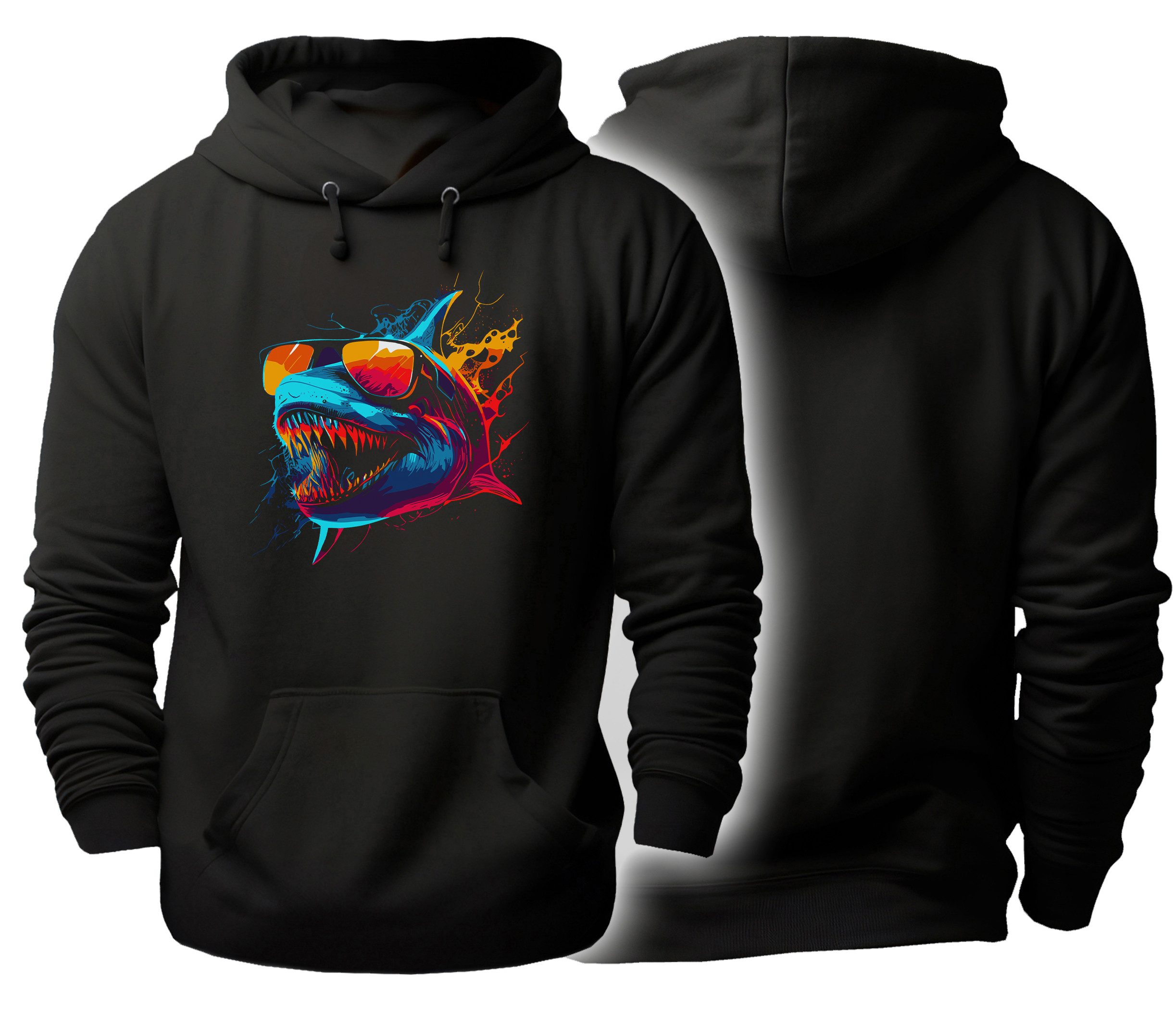 Hoodie Streetart Kapuzen Pullover - Hai