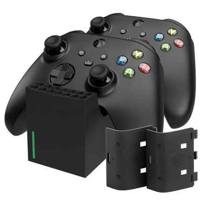 Snakebyte Xbox Twin Charge SX schwarz Xbox-Controller (Ladestation für 2 Series X Controller, 2 Akkus 800mAh, LED-Anzeige)