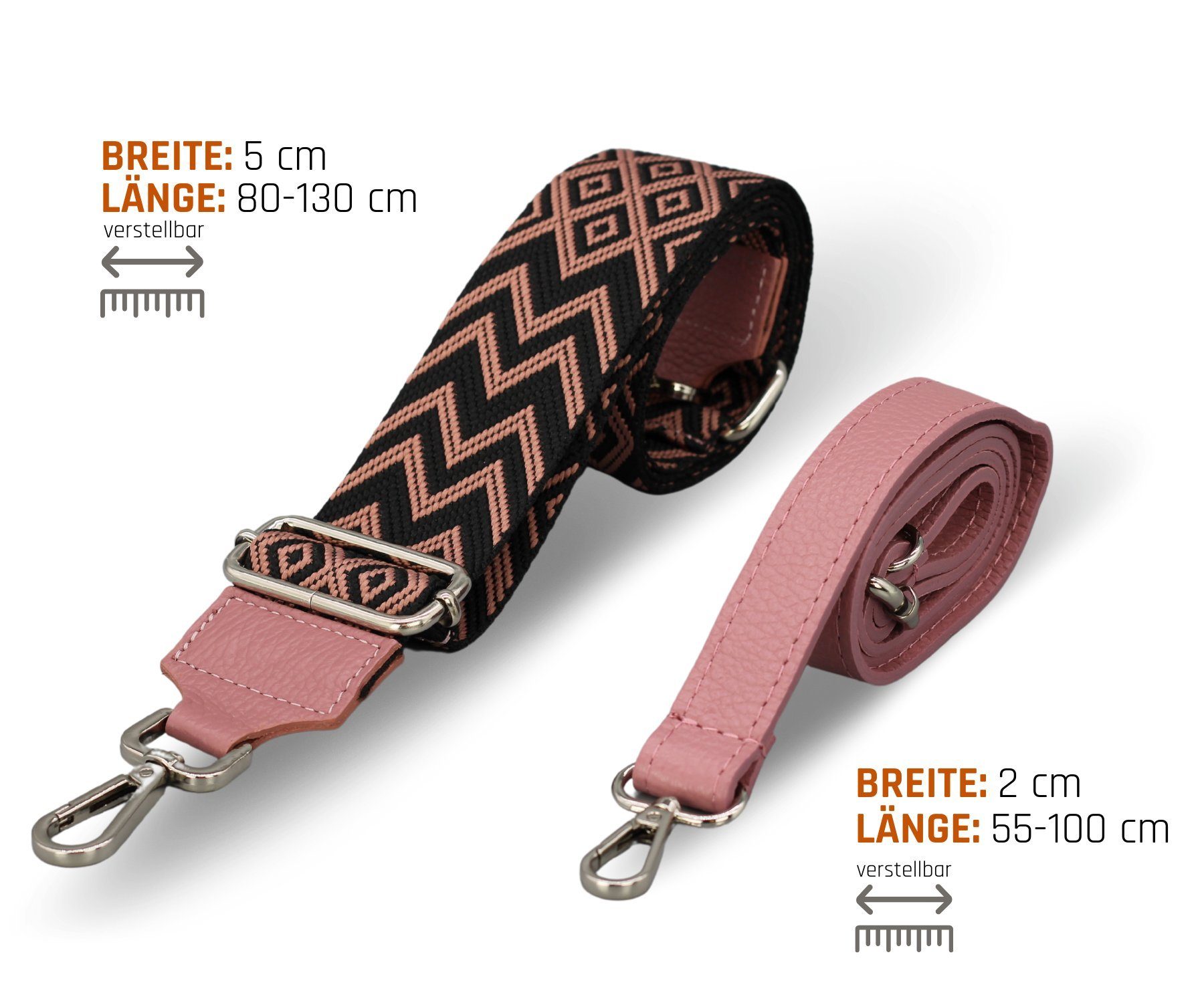 Adel Bags Gürteltasche Bauchtasche Damen Leder Altrosa, Umhängetasche, Echtes Leder, hergestellt in Italien, mit 2 Riemen