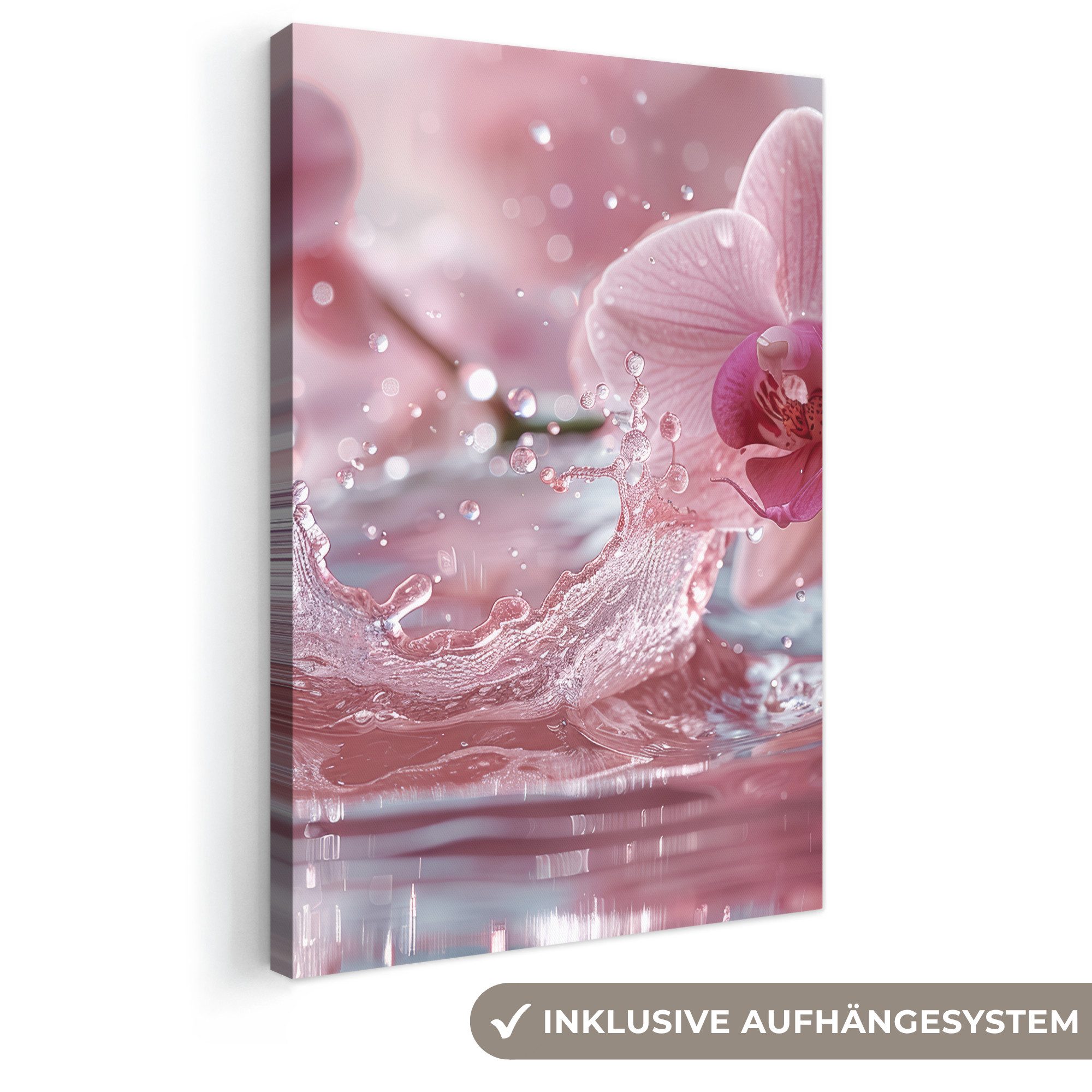 OneMillionCanvasses® Leinwandbild Abstrakt - Modern - Wasser - Orchidee, Fotodruck (1 St), Leinwand Canvas Wandbild, Wanddekoration 20x30 cm