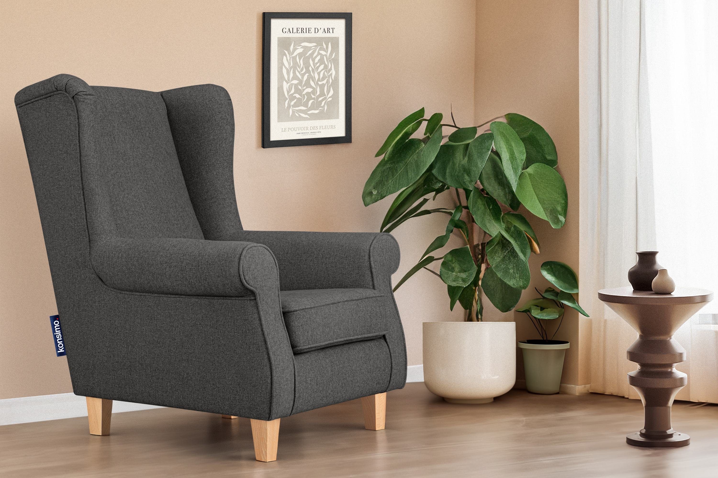KONSIMO® Ohrensessel MILES Gepolsterter Sessel, mit günstig online kaufen