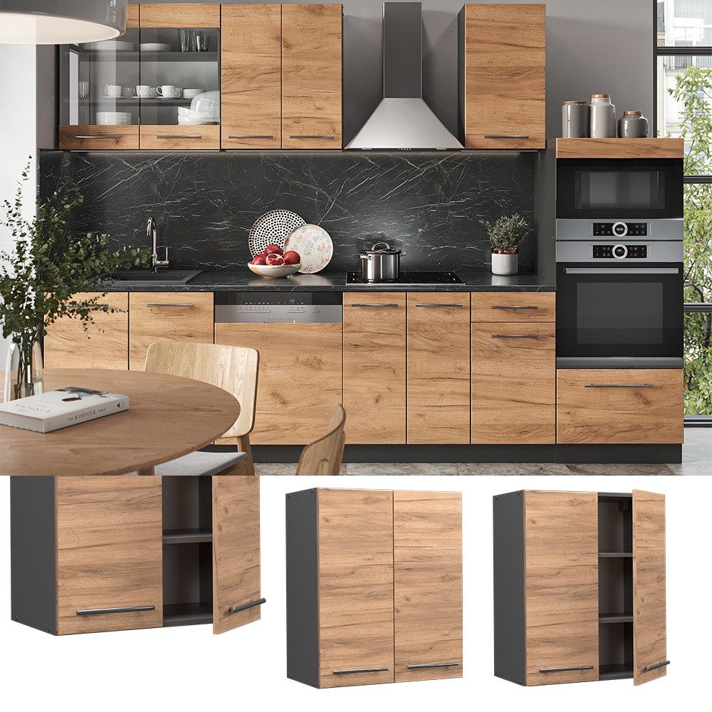 Vicco Hängeschrank Fame-Line, Goldkraft Eiche/Anthrazit, 60 cm (1-St)