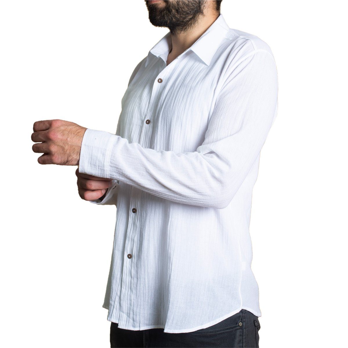 PANASIAM Langarmhemd Unisex Sommerhemd mit Kragen aus weicher reiner Baumwo günstig online kaufen