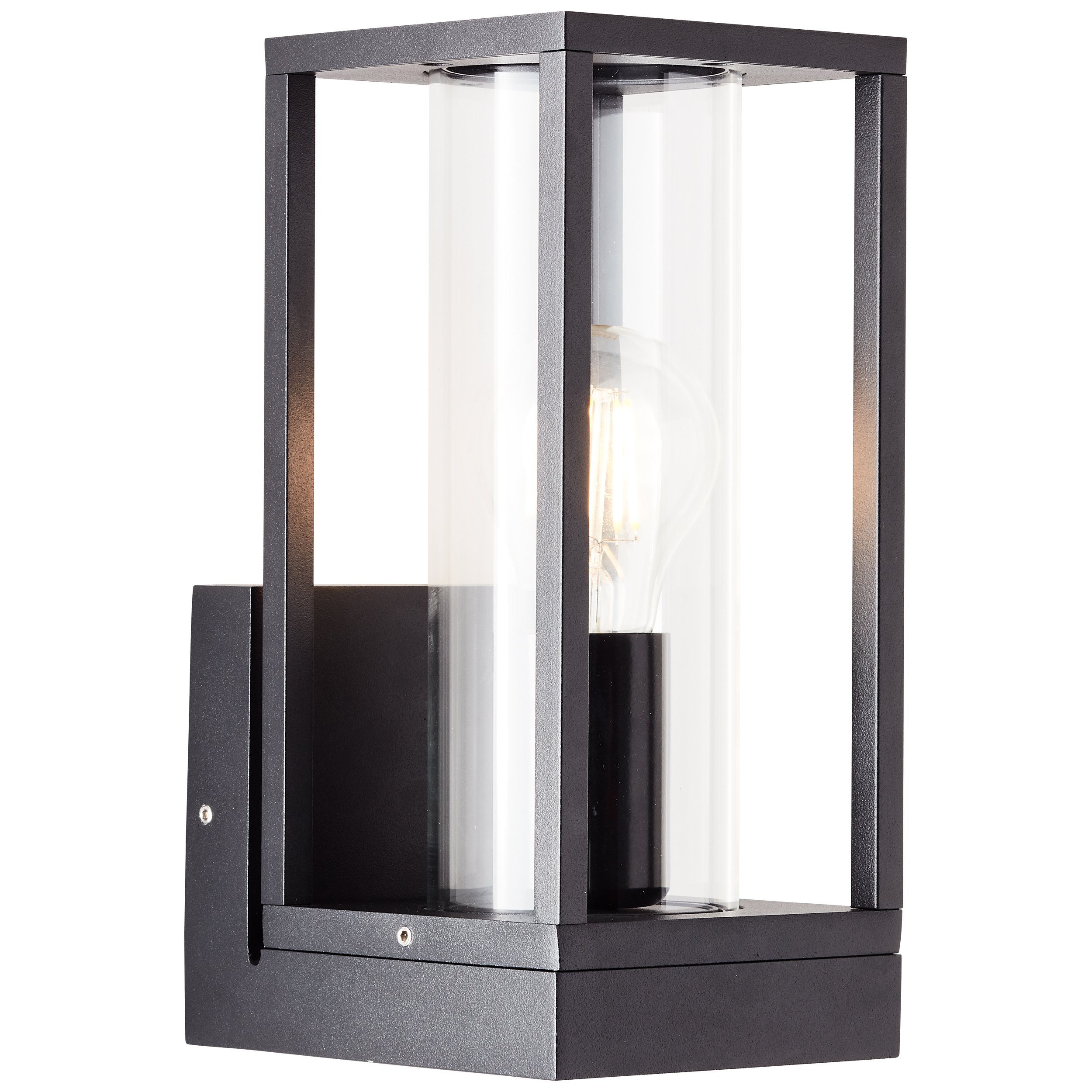 Glasschirm, cm, 14 Außen-Wandleuchte, Leuchtmittel, 11 25 Lightbox Außenwandlampe, IP44, x x schwarz ohne E27,