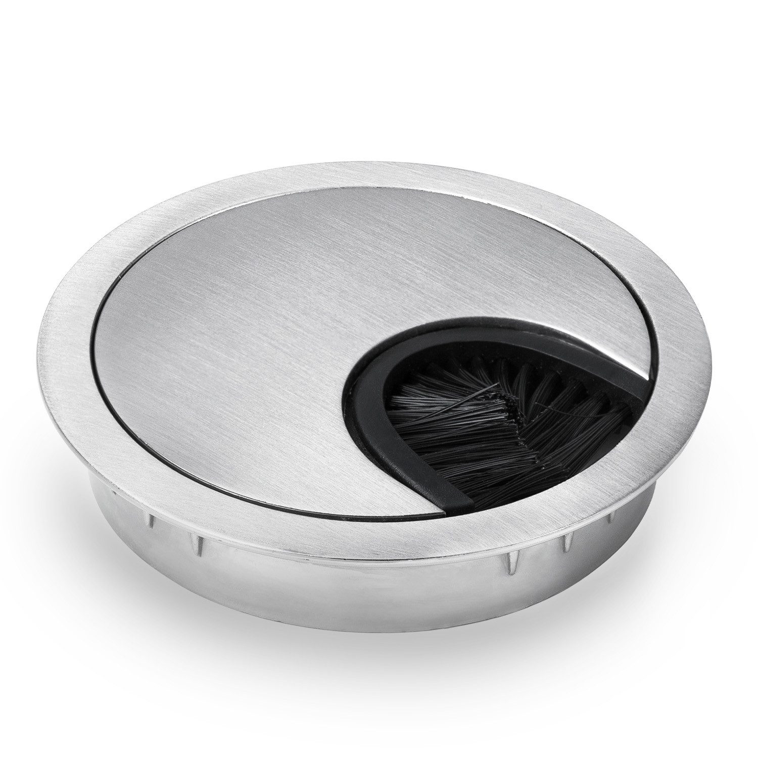 ONECONCEPT Kabelkanal Kabeldurchführung 2er-Set 60 mm Metall Borstendichtung