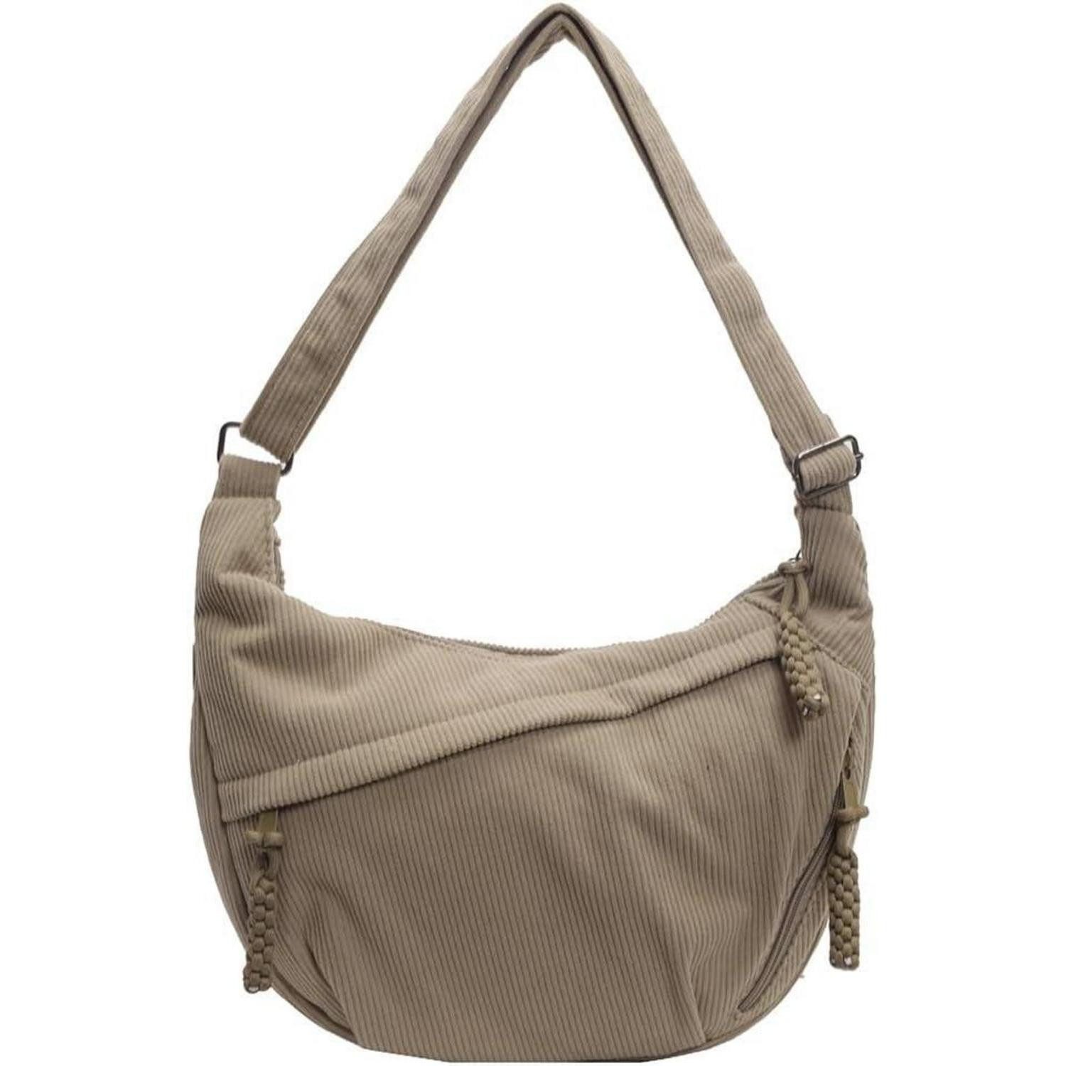 LuxusKollektion Umhängetasche Umhängetasche Cord Crossbody Half Moon Damen Khaki-cord