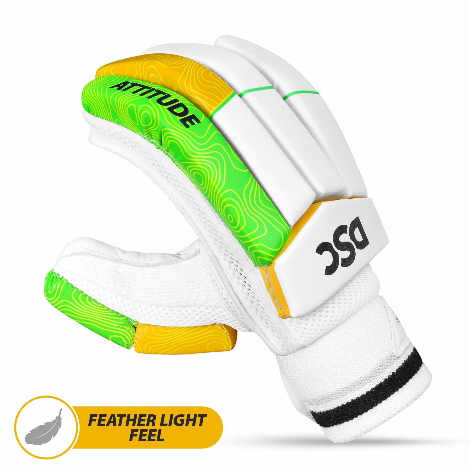 DSC Multisporthandschuhe Intense Attitude Cricket-Schlägerhandschuhe (Inhalt des Pakets: 1 Paar Batting Glove, Baumwollhandfläche mit Lederpatch, bietet einen hervorragenden Grip) Cricket Ausrüstung, Sport Batting