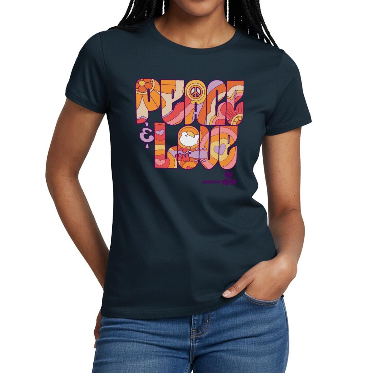 T-Shirt Woodstock Peace Love Hippie Design Frauen T-Shirt