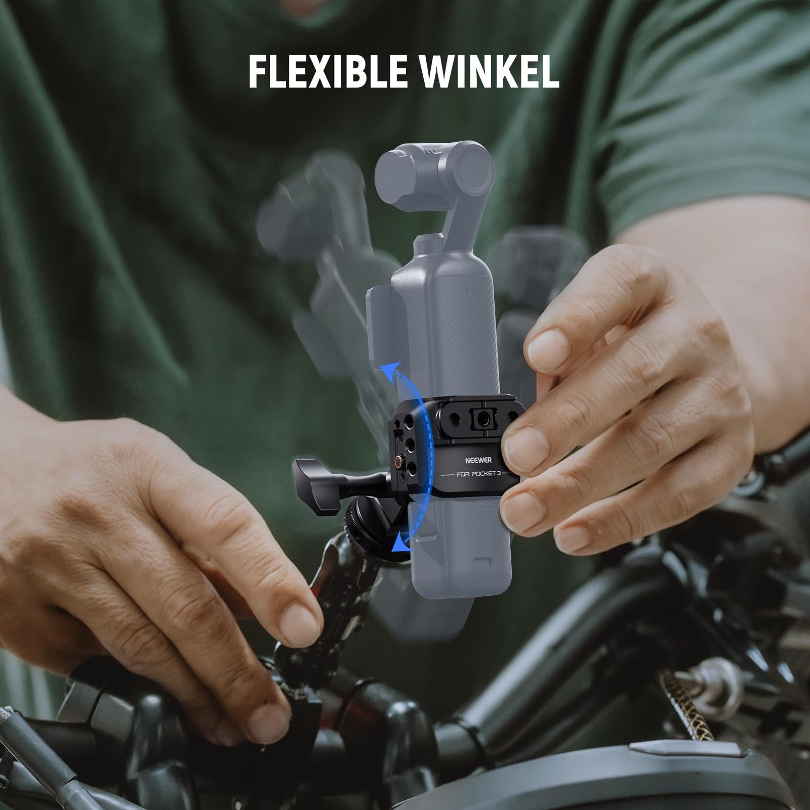 Neewer Action Cam-Halterung AC009 DJI Osmo Pocket 3 Gimbal Käfig mit 1/4" Gewinde & Kaltschuh, (Packung, LochmaB Befestigung:1/4)