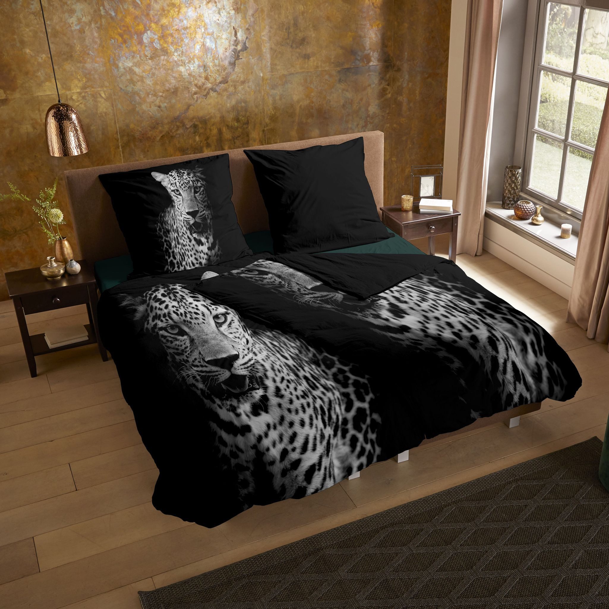 JACK Bettwäsche 135x200cm Leopard Black And White, Microfaser, 2 teilig, beeindruckender Print – Bild 2 von 5