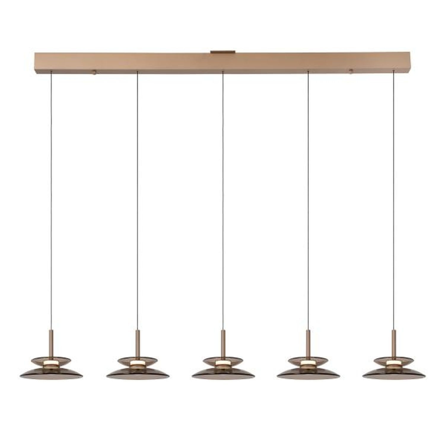 Licht-Erlebnisse Pendelleuchte ARISO, LED fest integriert, Warmweiß, LED Metall Rauchglas H: max. 200 cm Champagner Bernstein länglich
