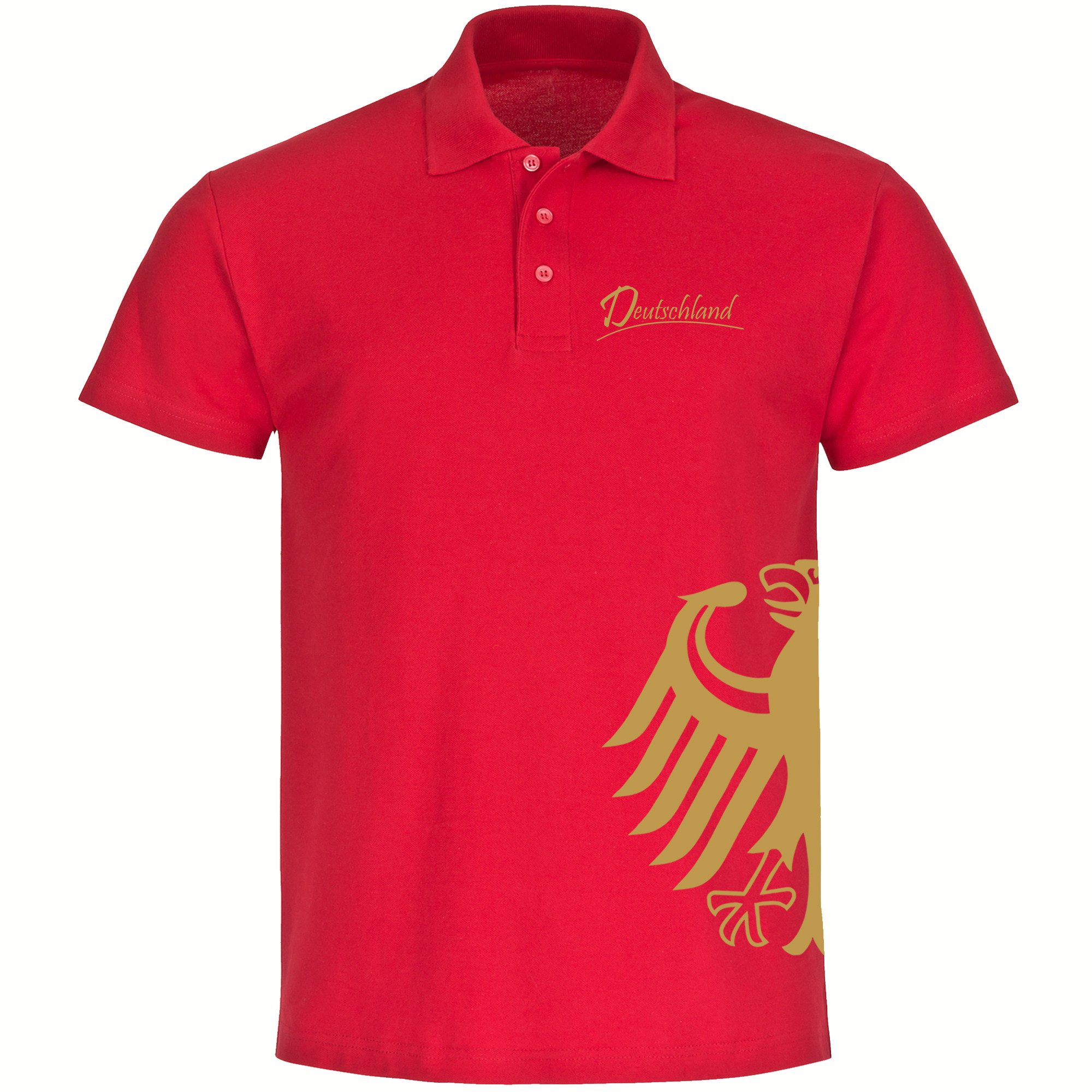 multifanshop Poloshirt Deutschland - Adler seitlich Gold - Polo günstig online kaufen