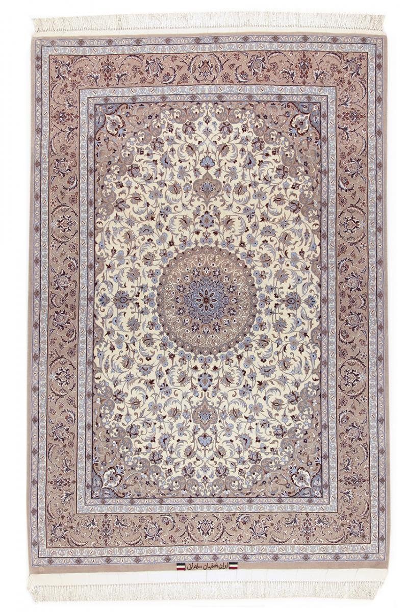 Orientteppich Isfahan Seidenkette 139x211 Handgeknüpfter Orientteppich, Nain Trading, rechteckig, Höhe: 6 mm