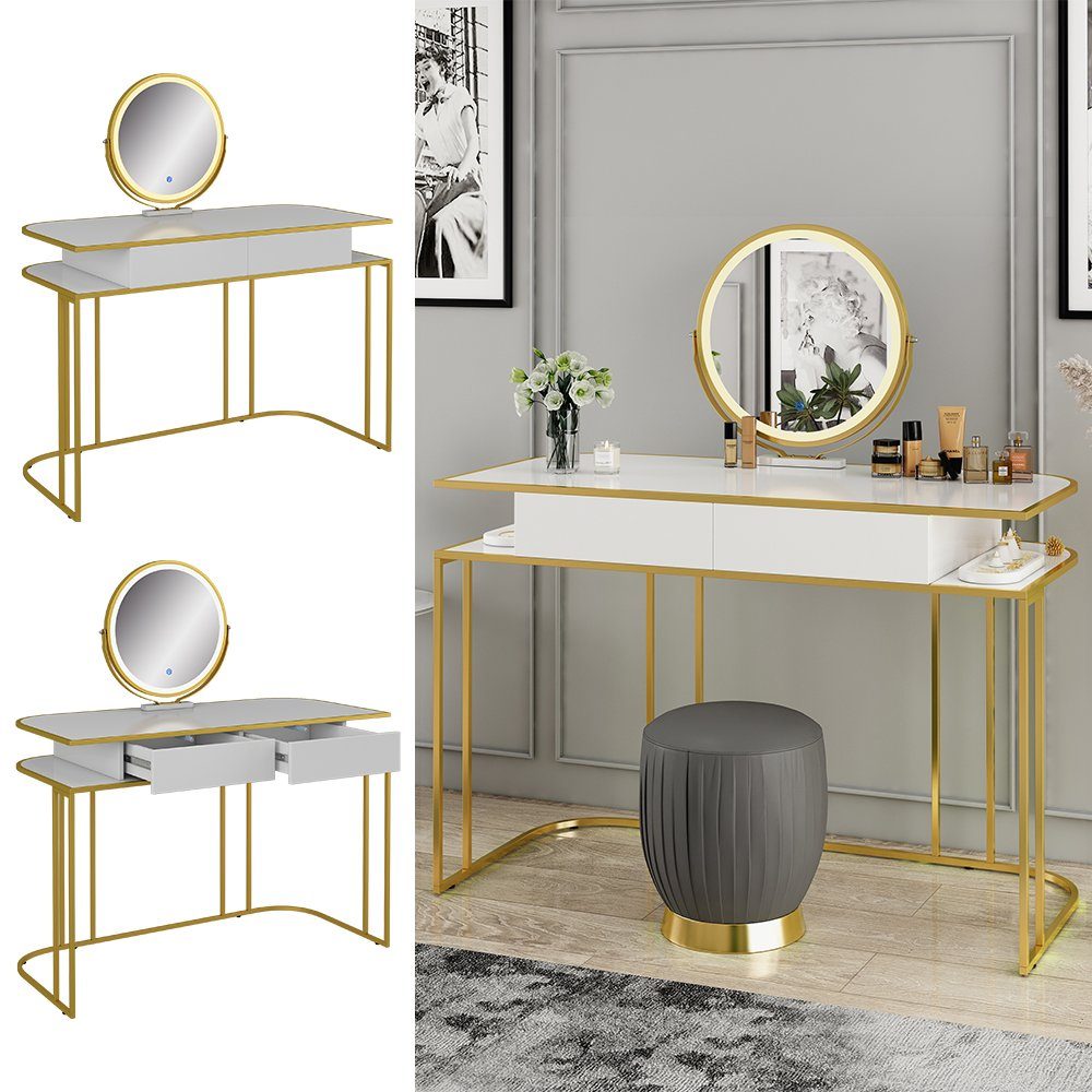 Vicco Schminktisch Tiara, Weiß/Gold, 110 cm günstig online kaufen