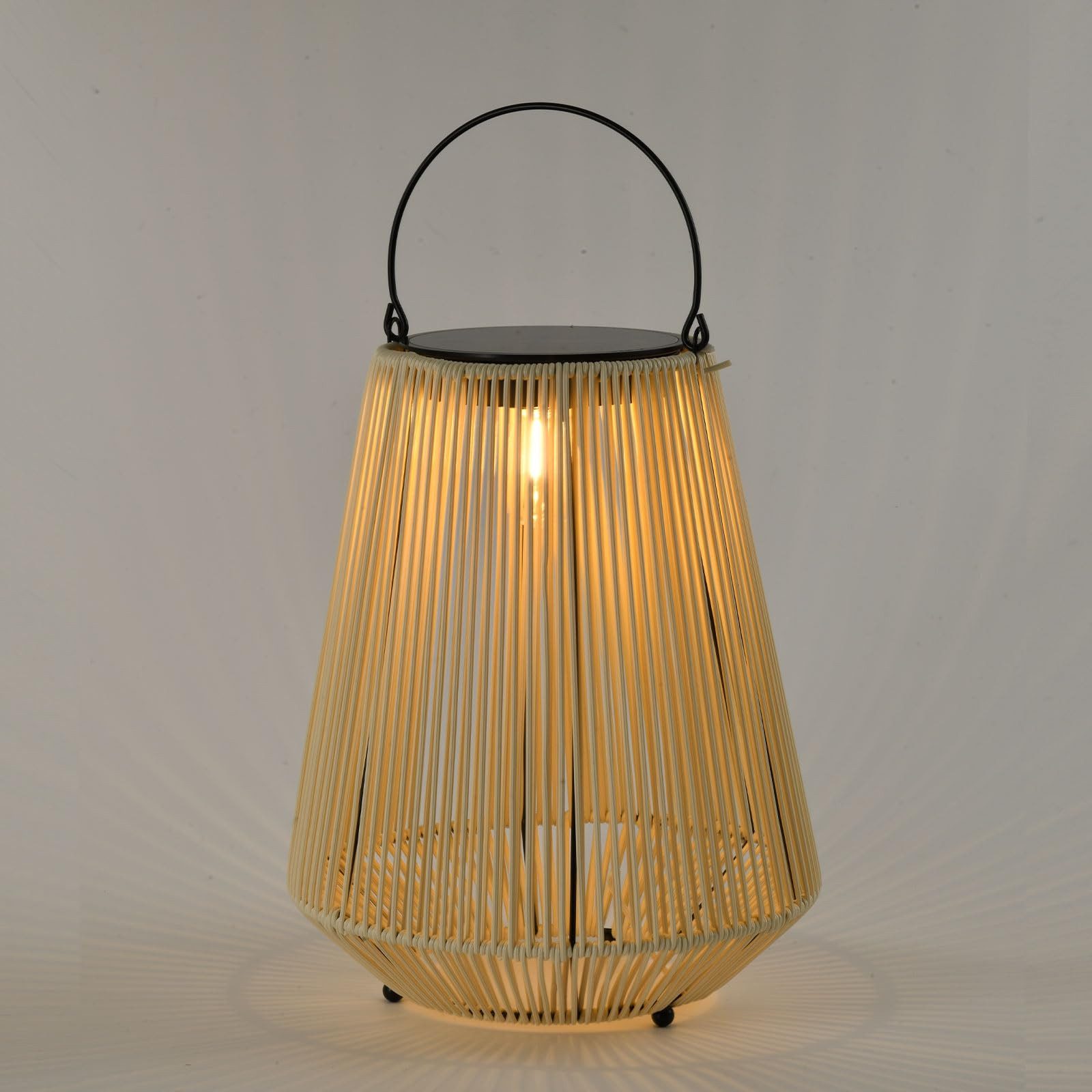 LQWELL LED Solarleuchte Solarleuchten/Solarlampe 2in1 Solarladung&USB Aufladung Solarlampen, LED fest integriert, LED Solarleuchte Außen kabellos Rattan Indoor Dekorative Nachtlicht mit Ladekabel, für Garten Balkon Camping Schlafzimmer Hof Rasen