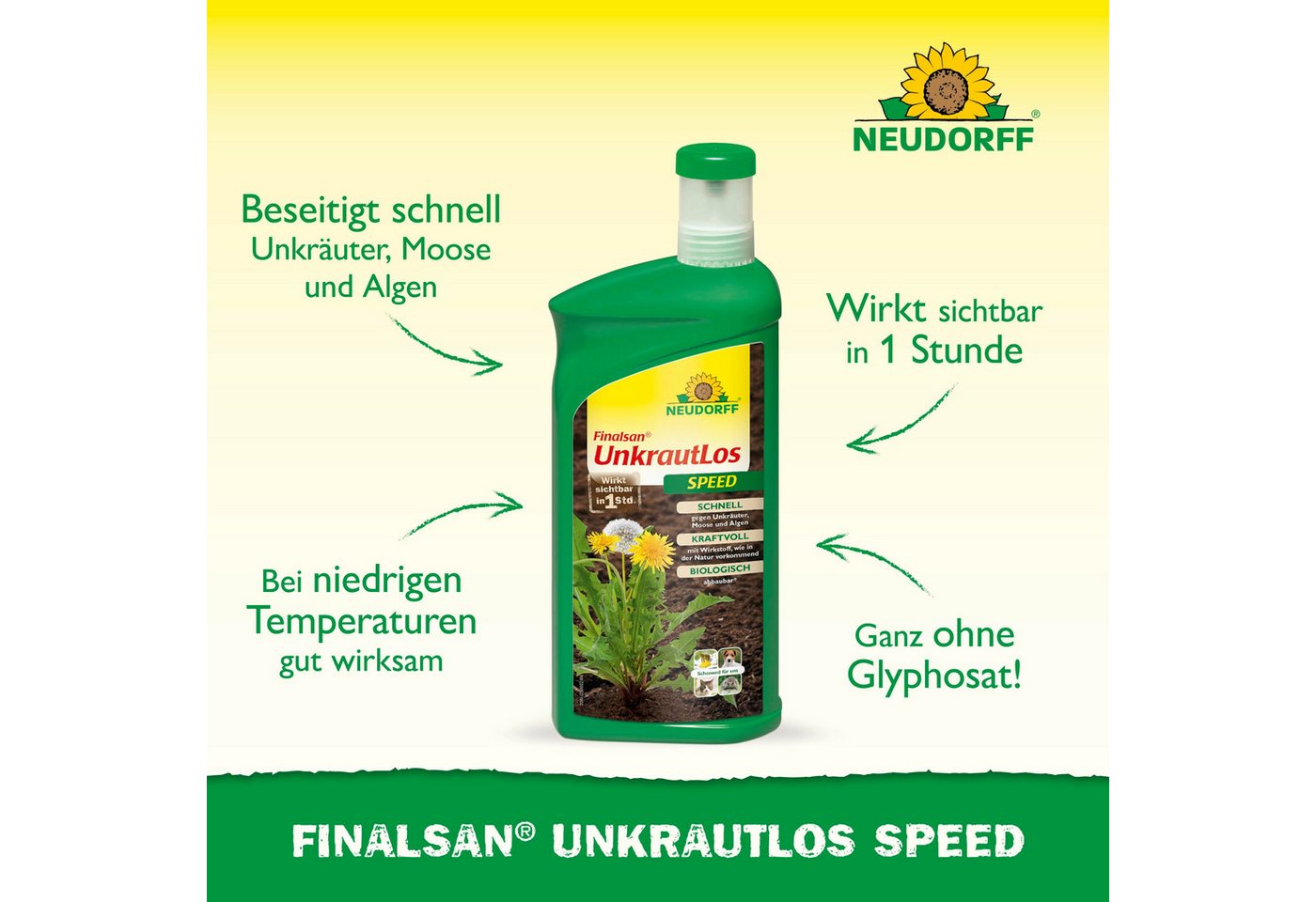 Thumbnail - Neudorff Unkrautbekämpfungsmittel Finalsan UnkrautLos Speed 1 Liter, ohne Glyphosat! gegen Unkraut, Moos und Algen, Schn...