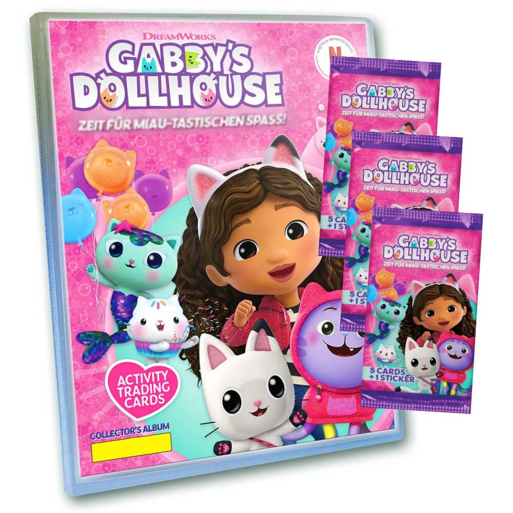 Panini Sammelkarte Gabby’s Dollhouse Karten - Trading Cards Sammelkarten, - 1 Mappe + 3 Booster