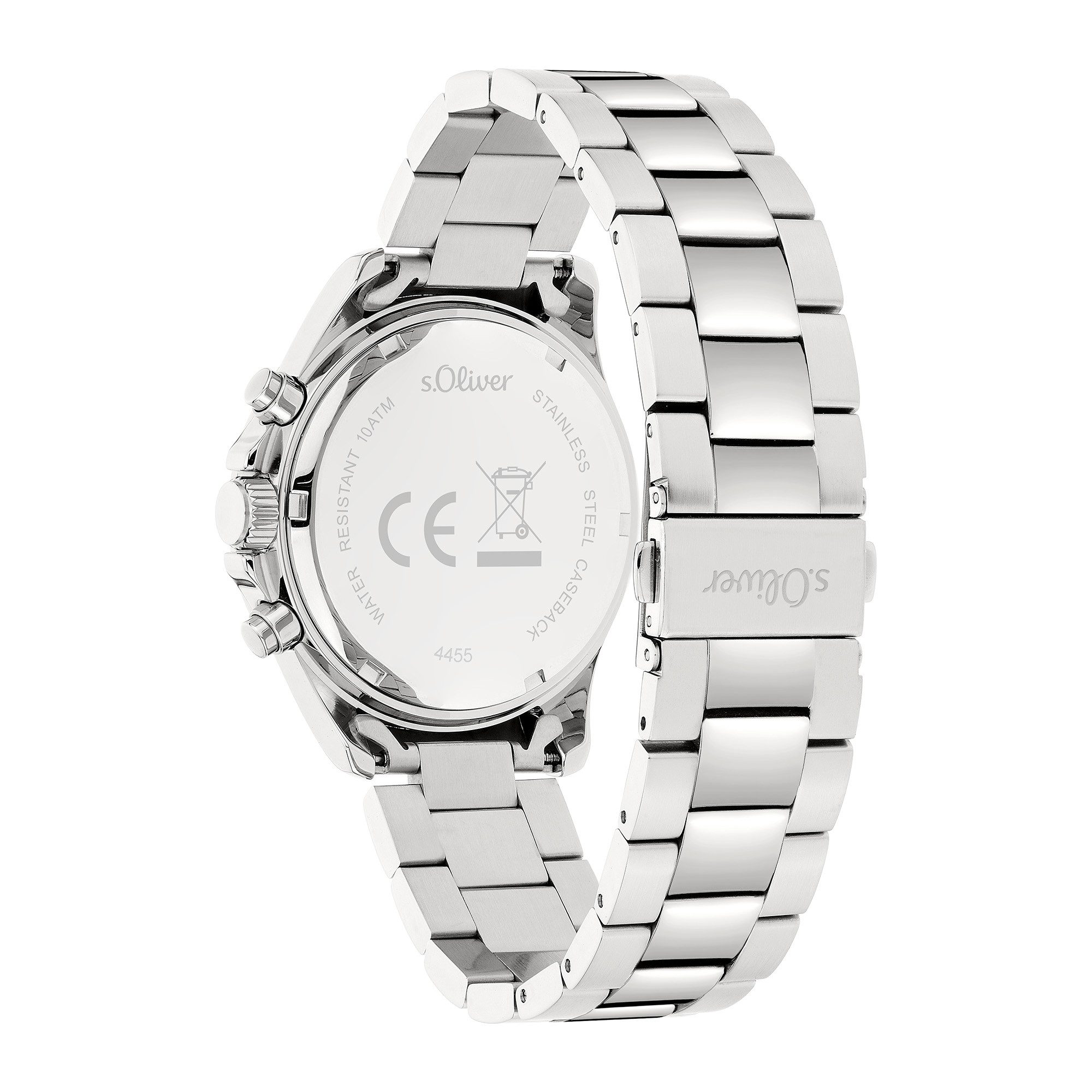 s.Oliver Chronograph Solid Chrono SO-4455-MC, Quarzuhr, Armbanduhr, Herrenuhr, Edelstahlarmband, analog, Tag
