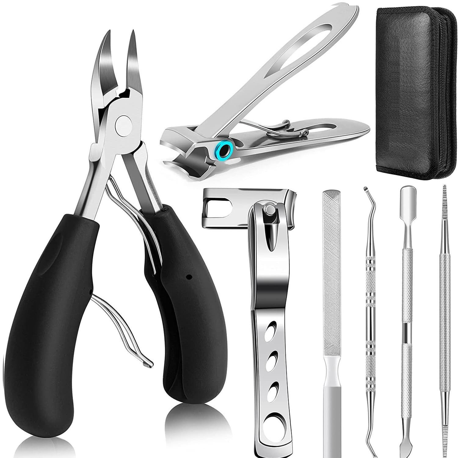 ibettertec Maniküre-Pediküre-Set 7-teiliges Nagelknipser und Maniküre Werkzeug Set, Edelstahl superscharfe gebogene Klingen kosmetische Nagelwerkzeuge, Für dicke und eingewachsene Nägel Podologie