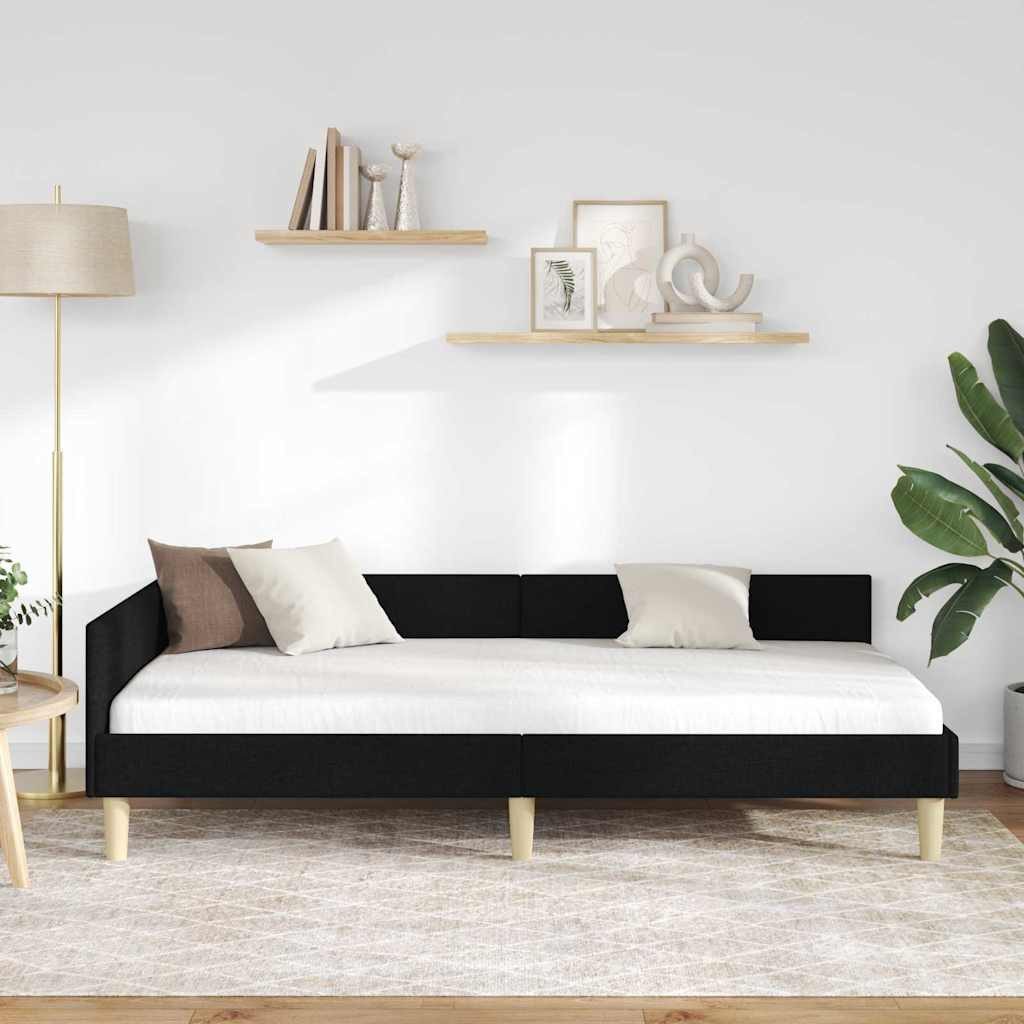 vidaXL Bett Eckbettgestell mit Kopfteil Schwarz 80 x 200 cm Stoff (1-tlg) günstig online kaufen