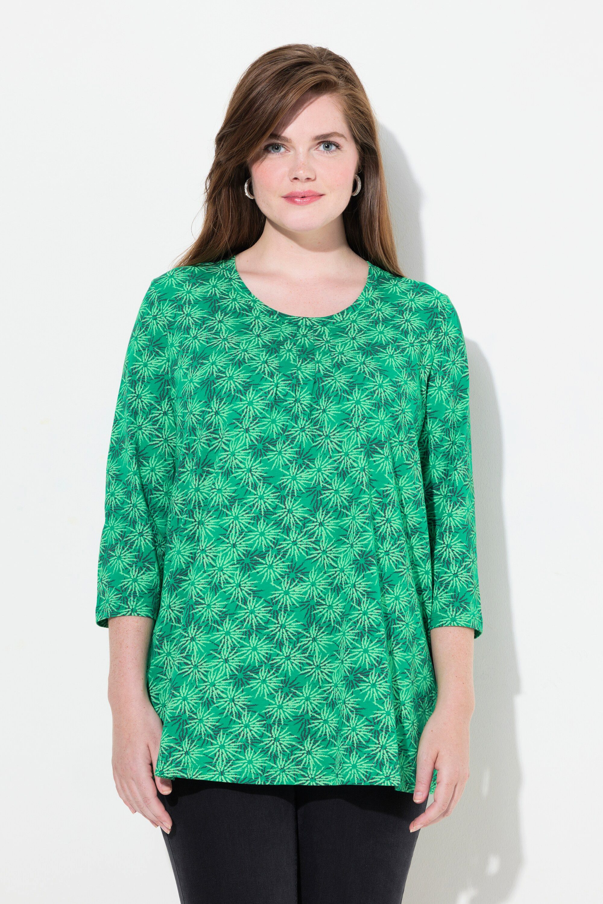 Ulla Popken T-Shirt Shirt Blüten A-Linie günstig online kaufen