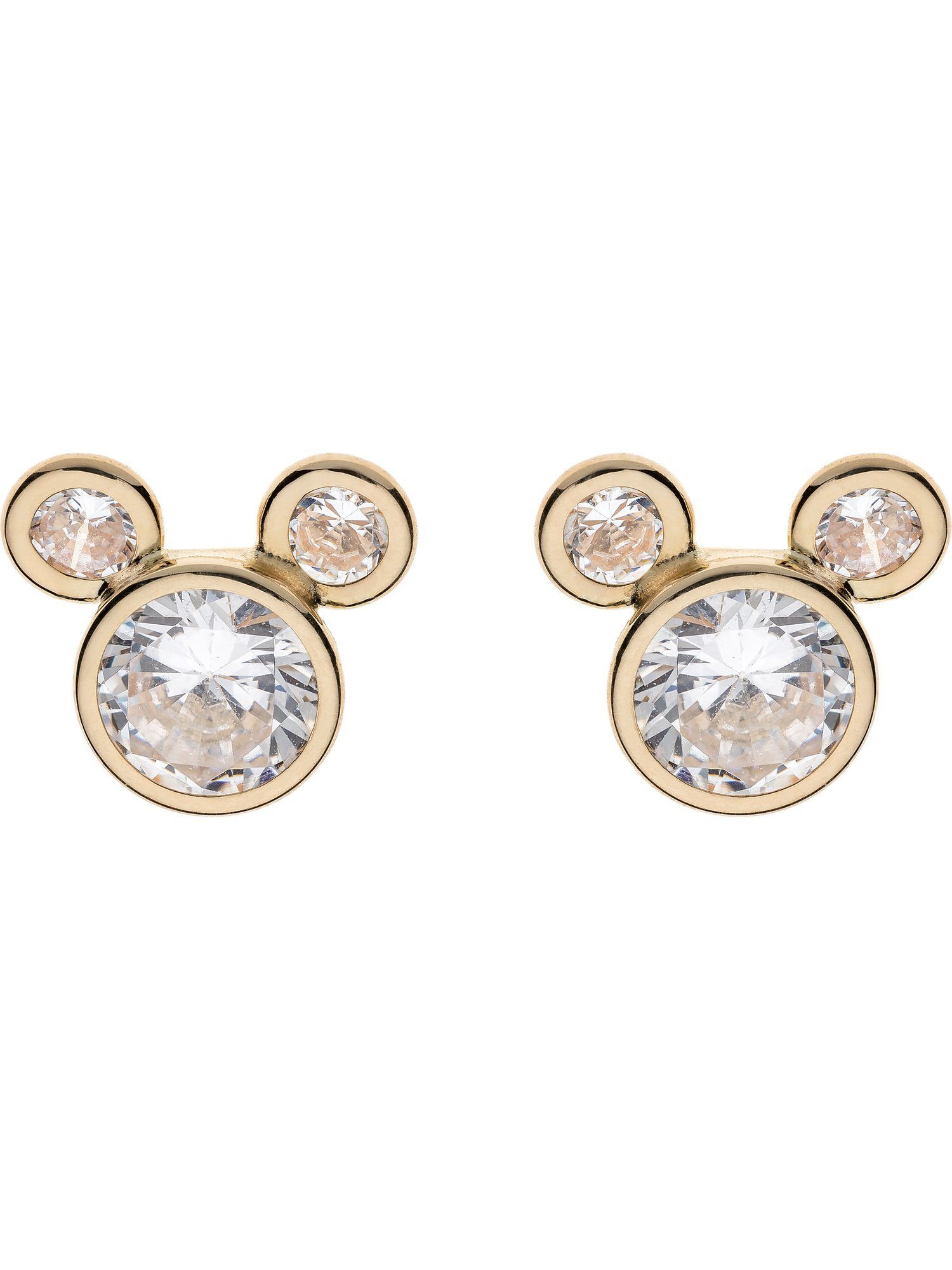 DISNEY Jewelry Paar Ohrstecker Disney Damen-Ohrstecker 375er Gelbgold 1 Kristall, Mickey Mouse