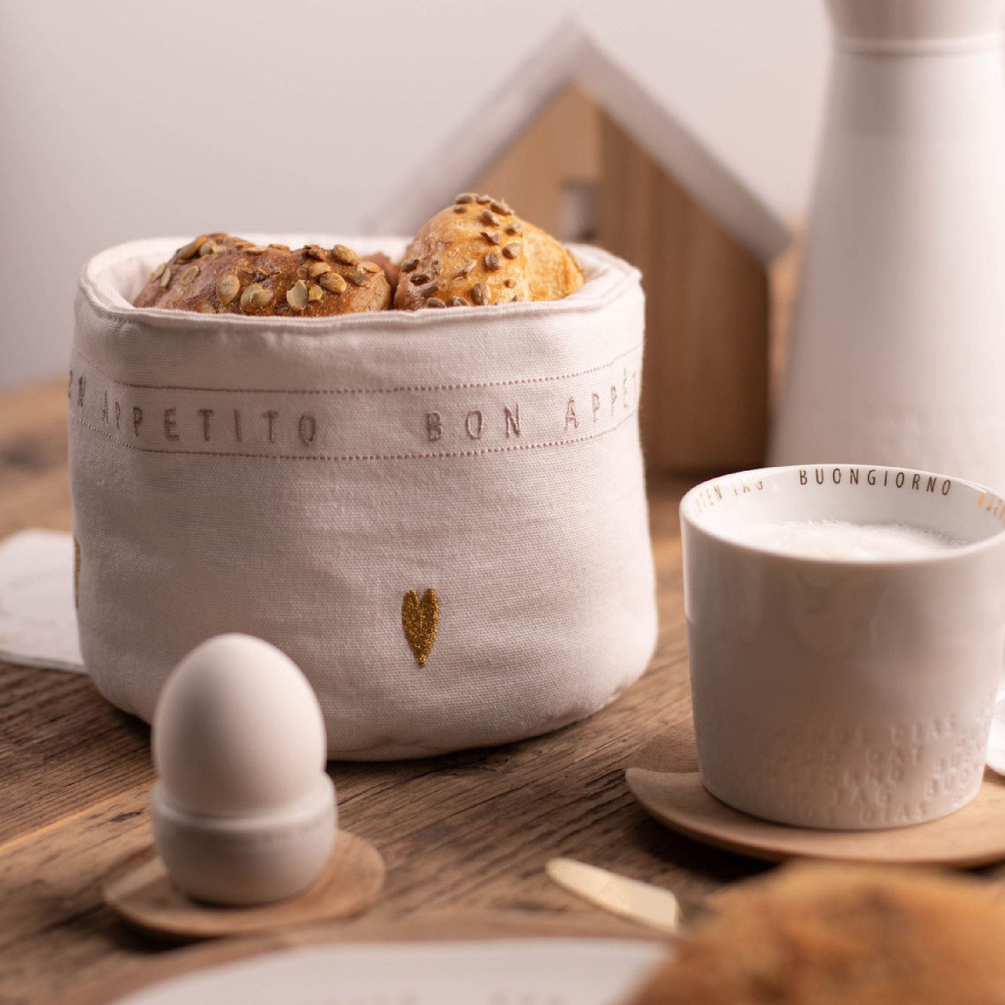 Räder Brotkorb räder Breakfast Brotkorb Baumwolle 17 x 14,5 cm weiß, Baumwolle