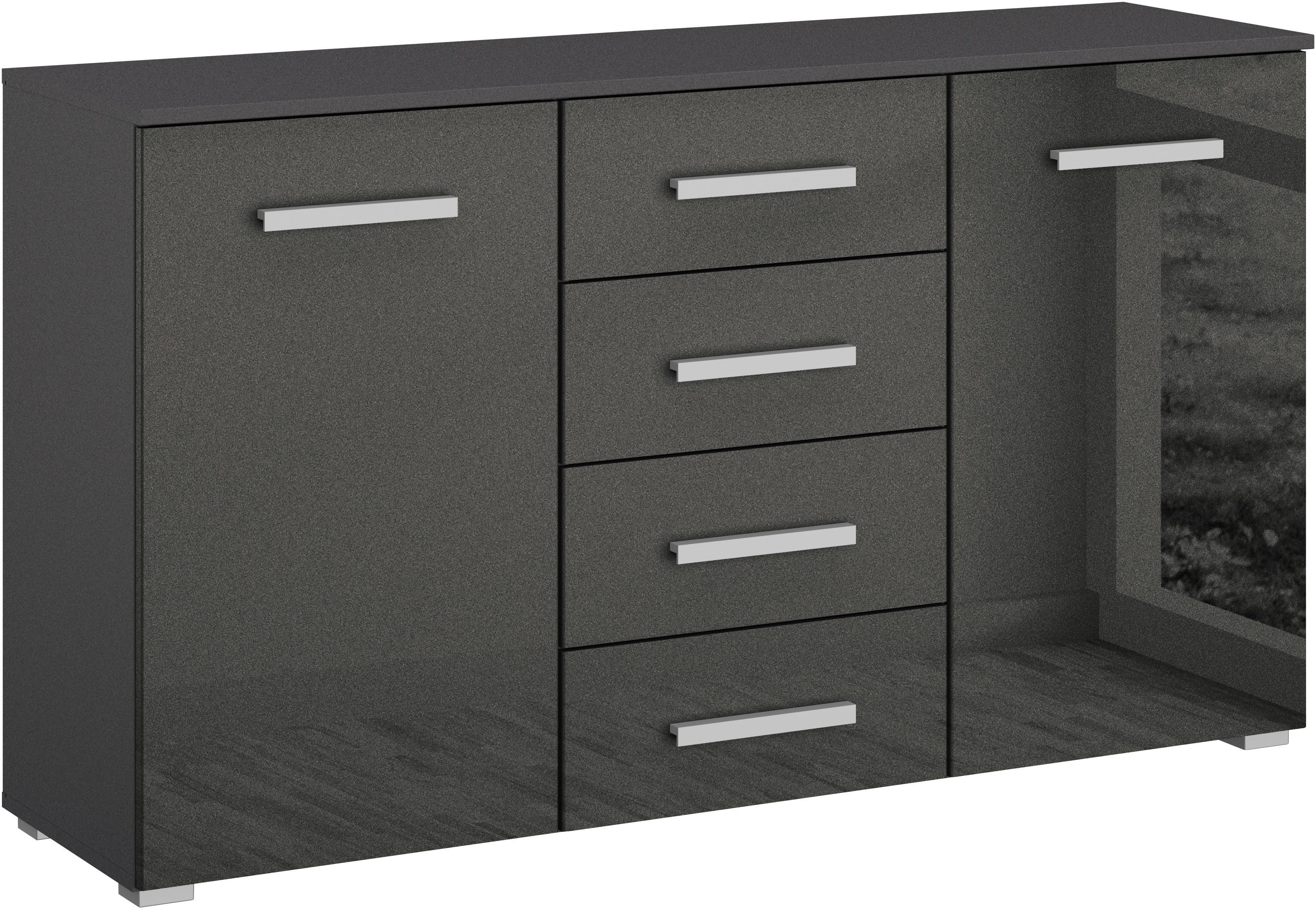 OTTO home Schubkastenkommode Kommode Sideboard Schubladenkommode Schlafzimmerkommode KOLUNA (Breite 120 cm mit eleganter Hochglanzfront), vier große Schubladen, mit insgesamt 4 Einlegeböden MADE IN GERMANY