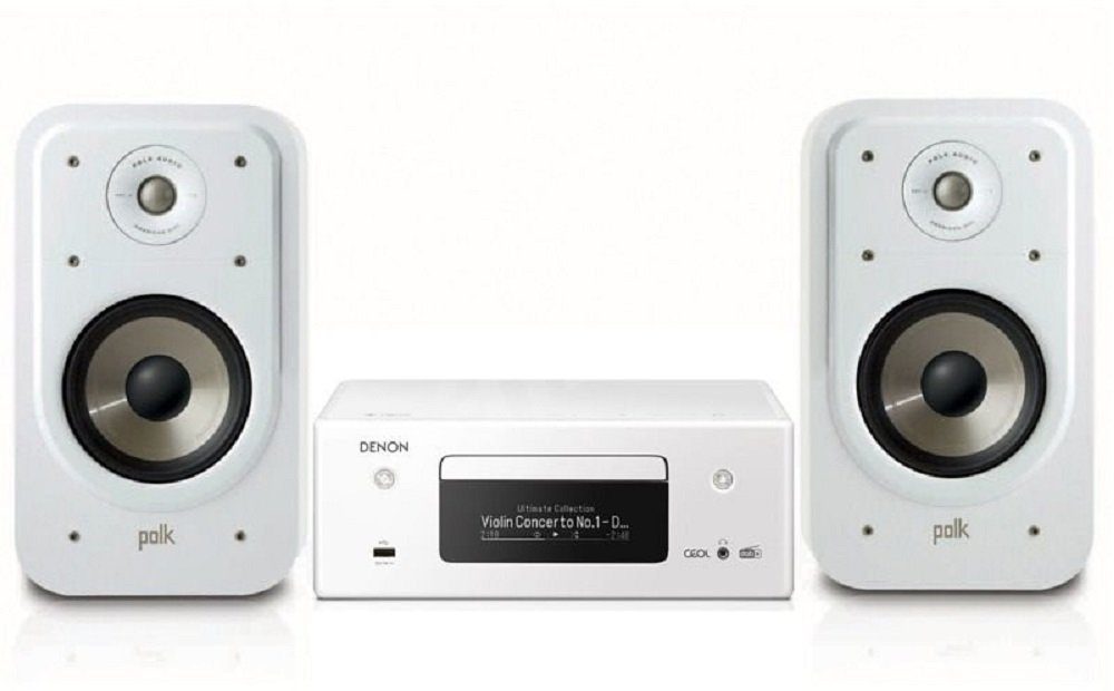 Denon CEOL RCD-N11 DAB Weiß + Polk Audio Signature S20e Weiß Stereo-Receiver