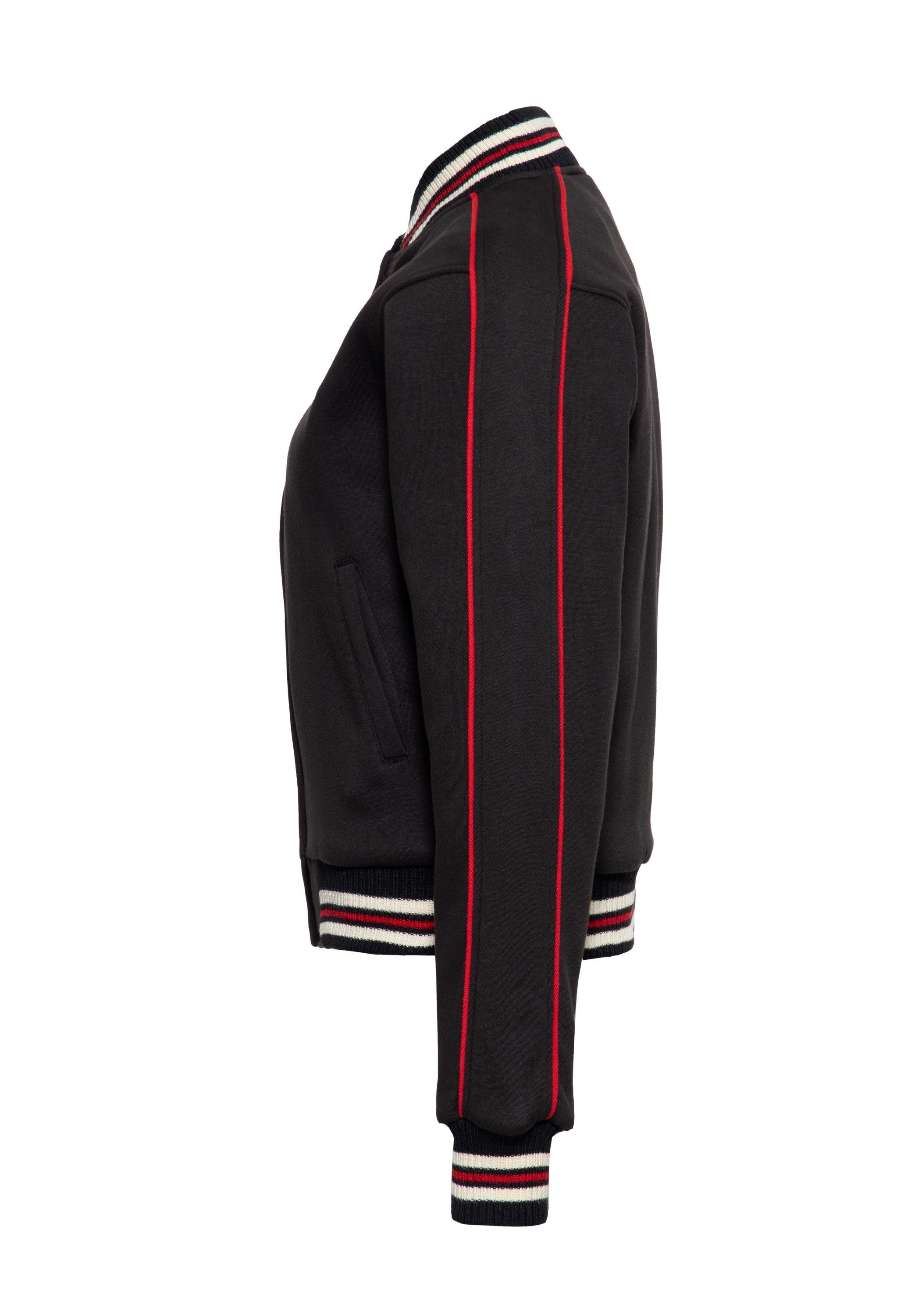 QueenKerosin Collegejacke Q (1-St) mit rotem Piping entlang der Ärmel