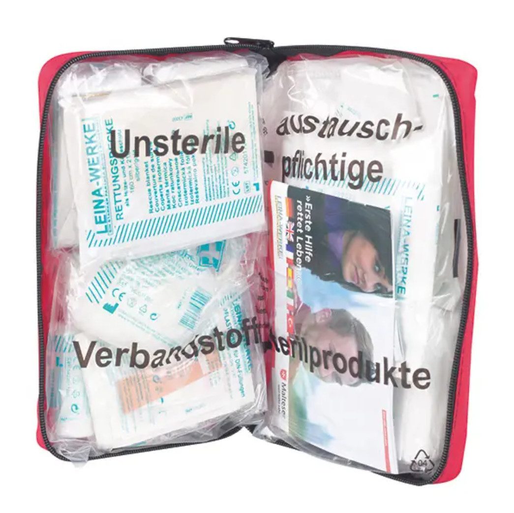 DocMed KFZ-Verbandkasten Verbandtasche fertig gefüllt nach DIN 13164:2022, (Notfall Verbandtasche Auto, 1 St), Geeignet für alle Kraftfahrzeuge, Komplett ausgestattet