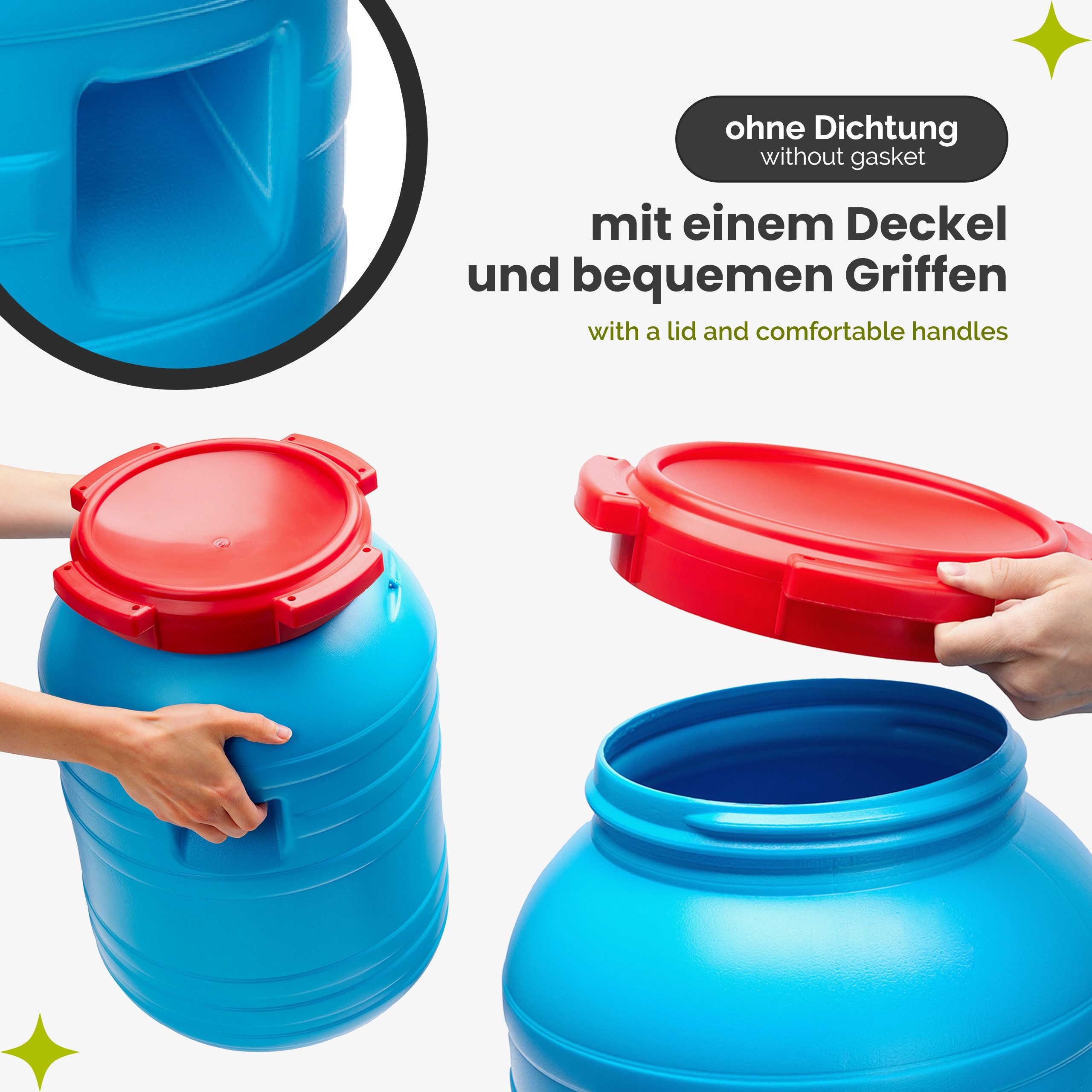 Garronda Regentonne Plastikfass für Garten Lebensmittelfass aus HDPE-Kunststoff GD-0055, 30 l, (1-tlg), 30 Liter, mit Deckel